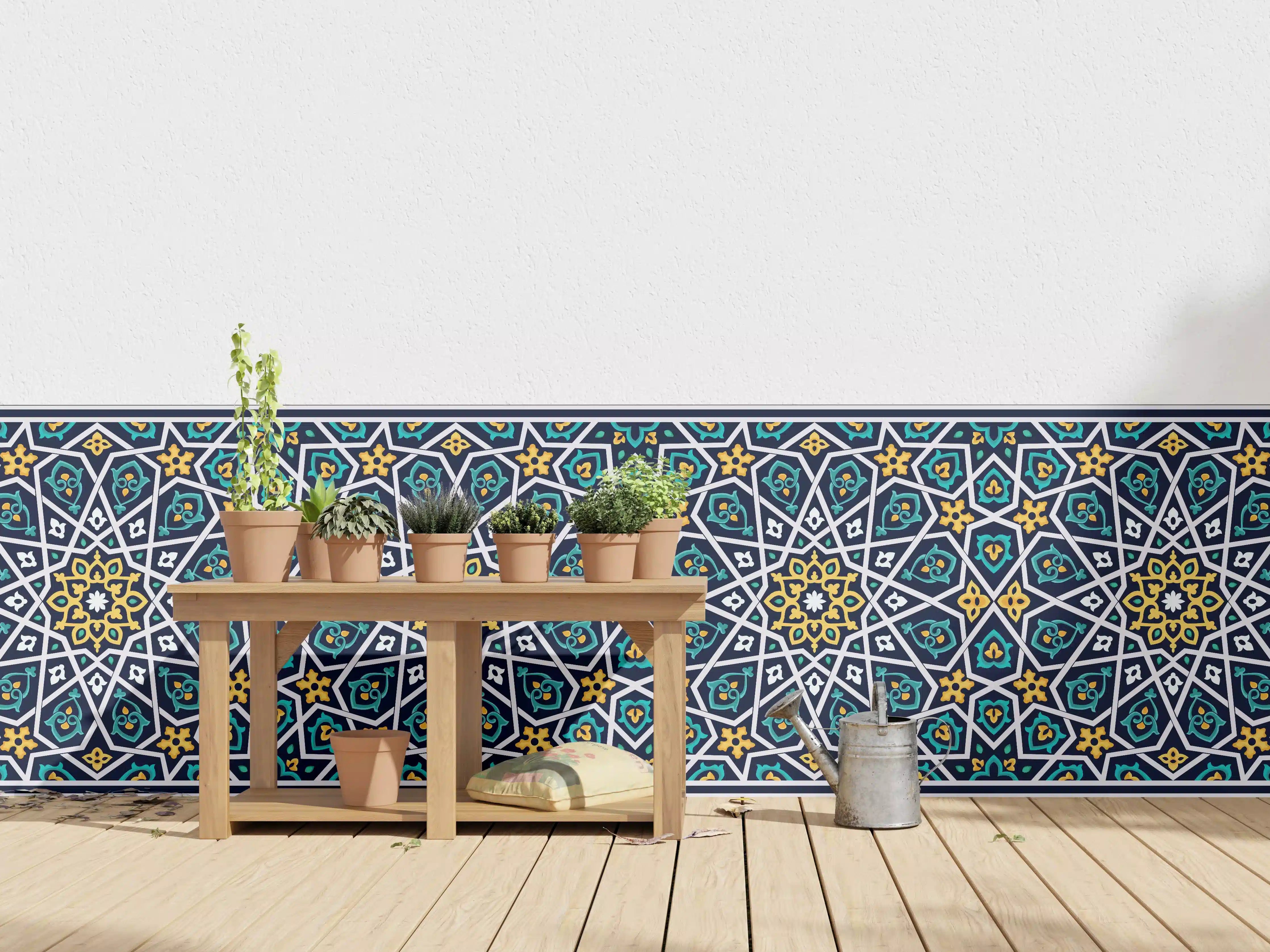 Wandverkleidung außen - Orientalisches Fliesenmuster Blau