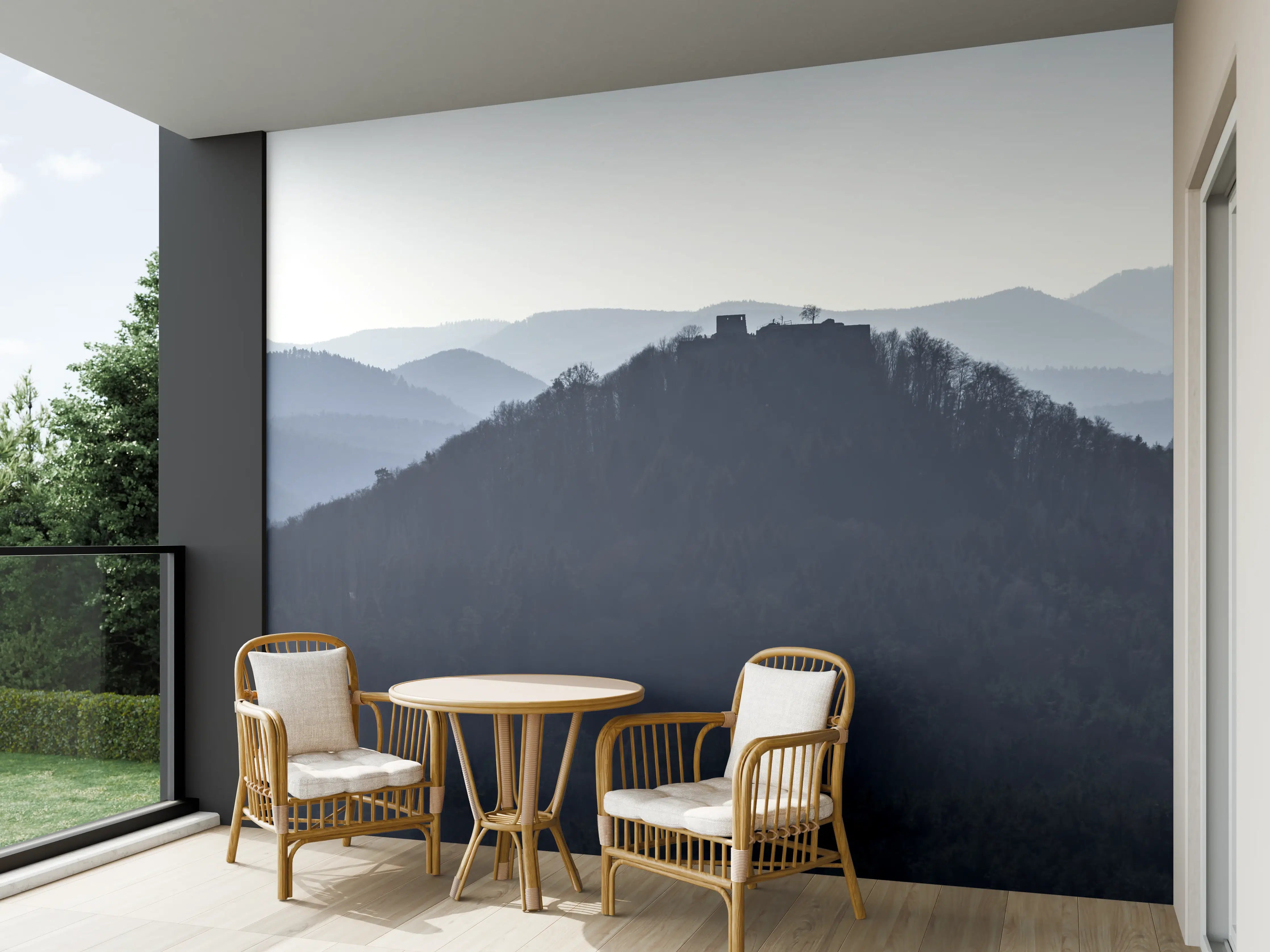 Wandverkleidung außen - Panorama Rötzenfels auf Burg Lindelbrunn