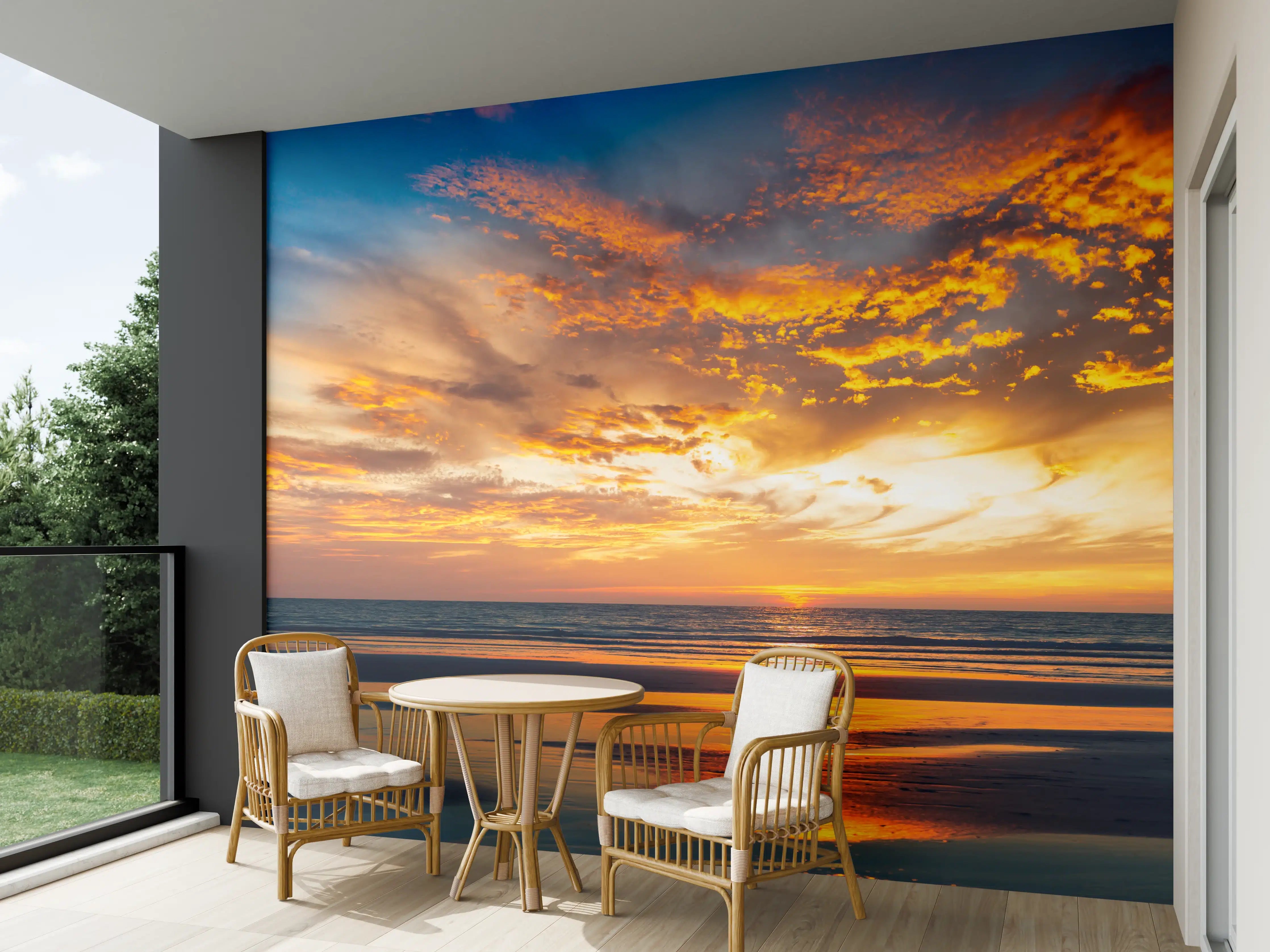 Wandverkleidung außen - Panorama Sonnenuntergang am Meer