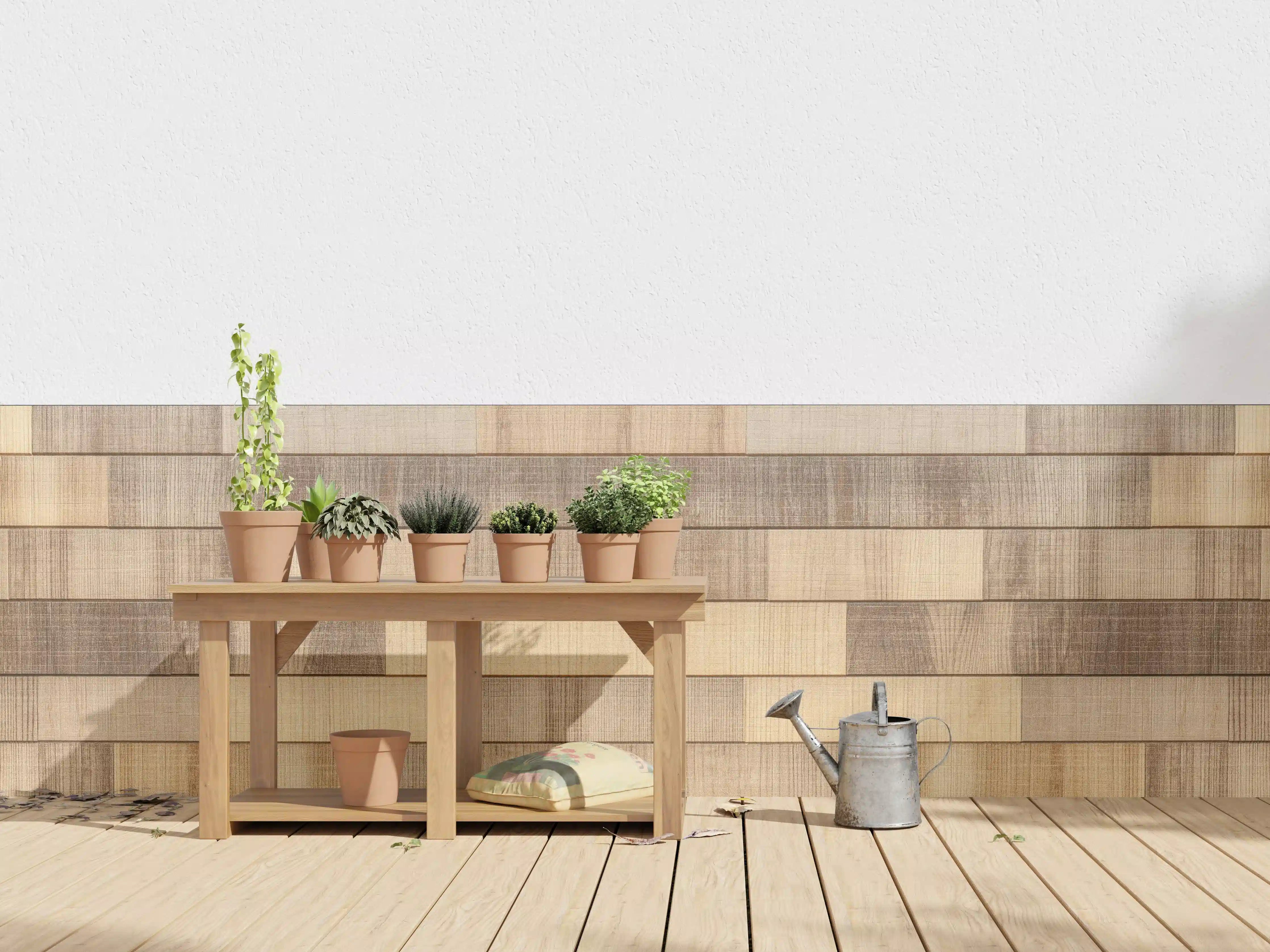 Wandverkleidung außen - Panorama der braunen Holzplanken