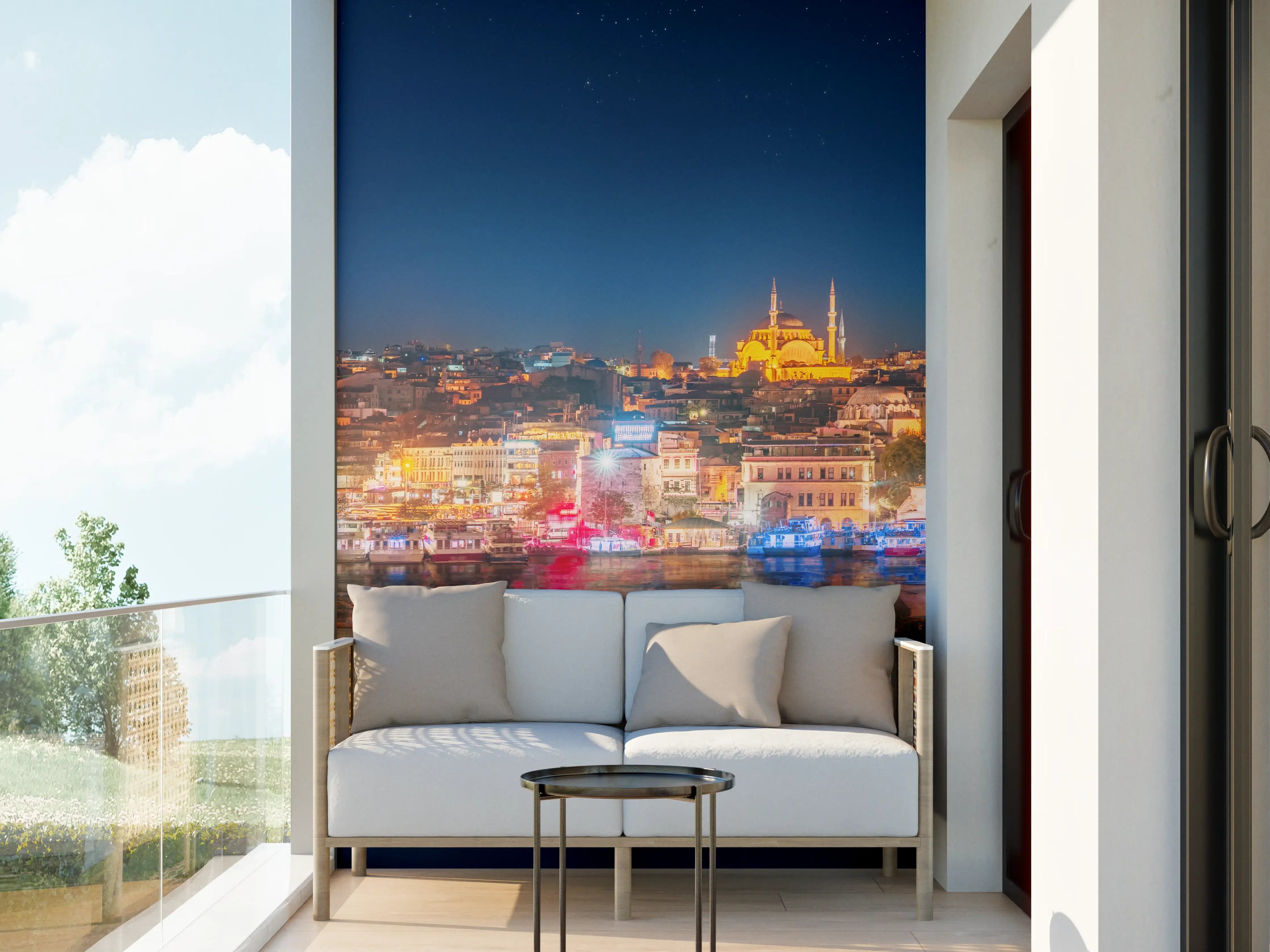 Wandverkleidung außen - Panorama von Istanbul & Bosporus bei Nacht