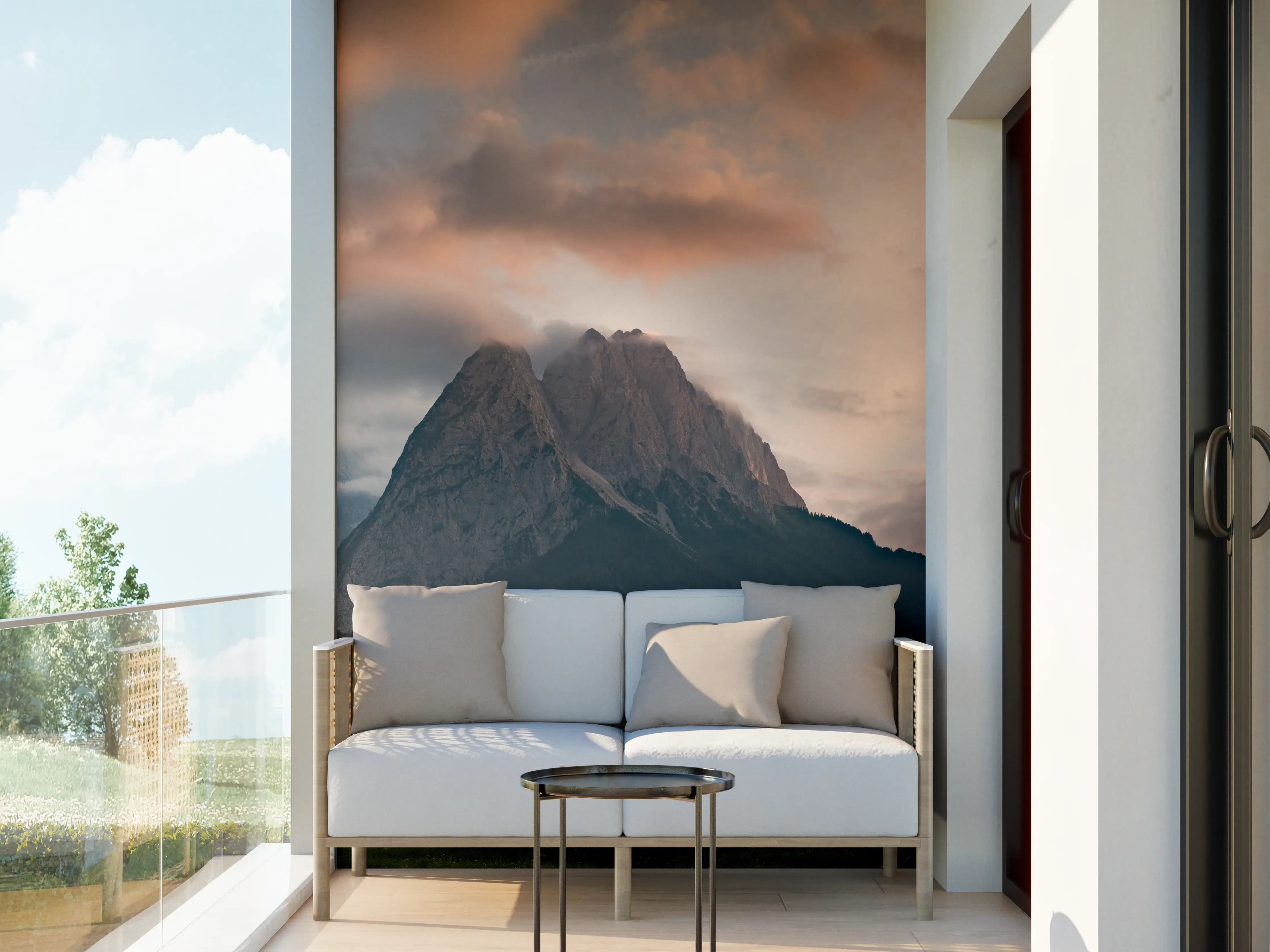 Wandverkleidung außen - Panorama von der wolkenverhangenen Zugspitze
