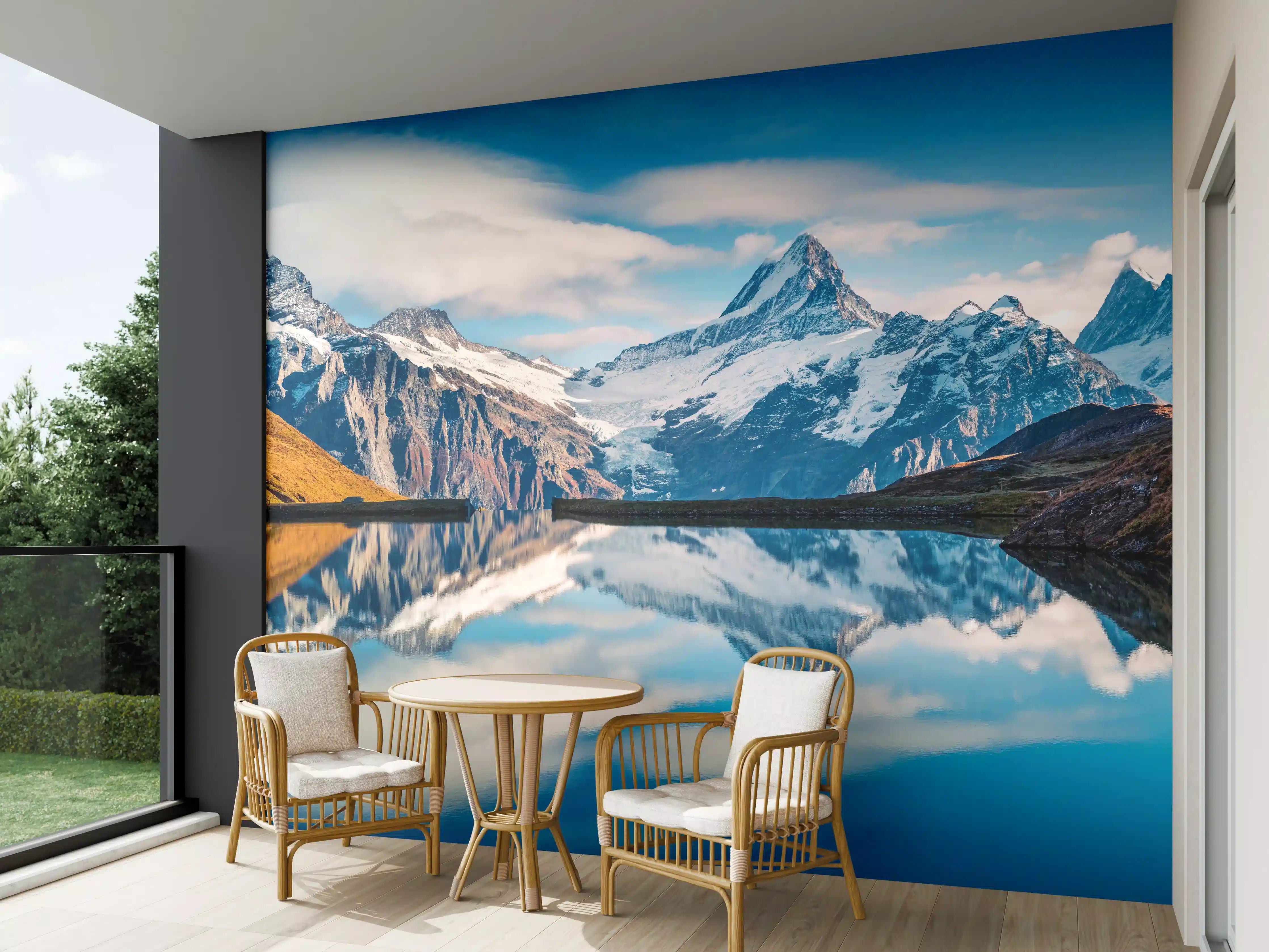 Wandverkleidung außen - Panoramablick auf Bachalpsee