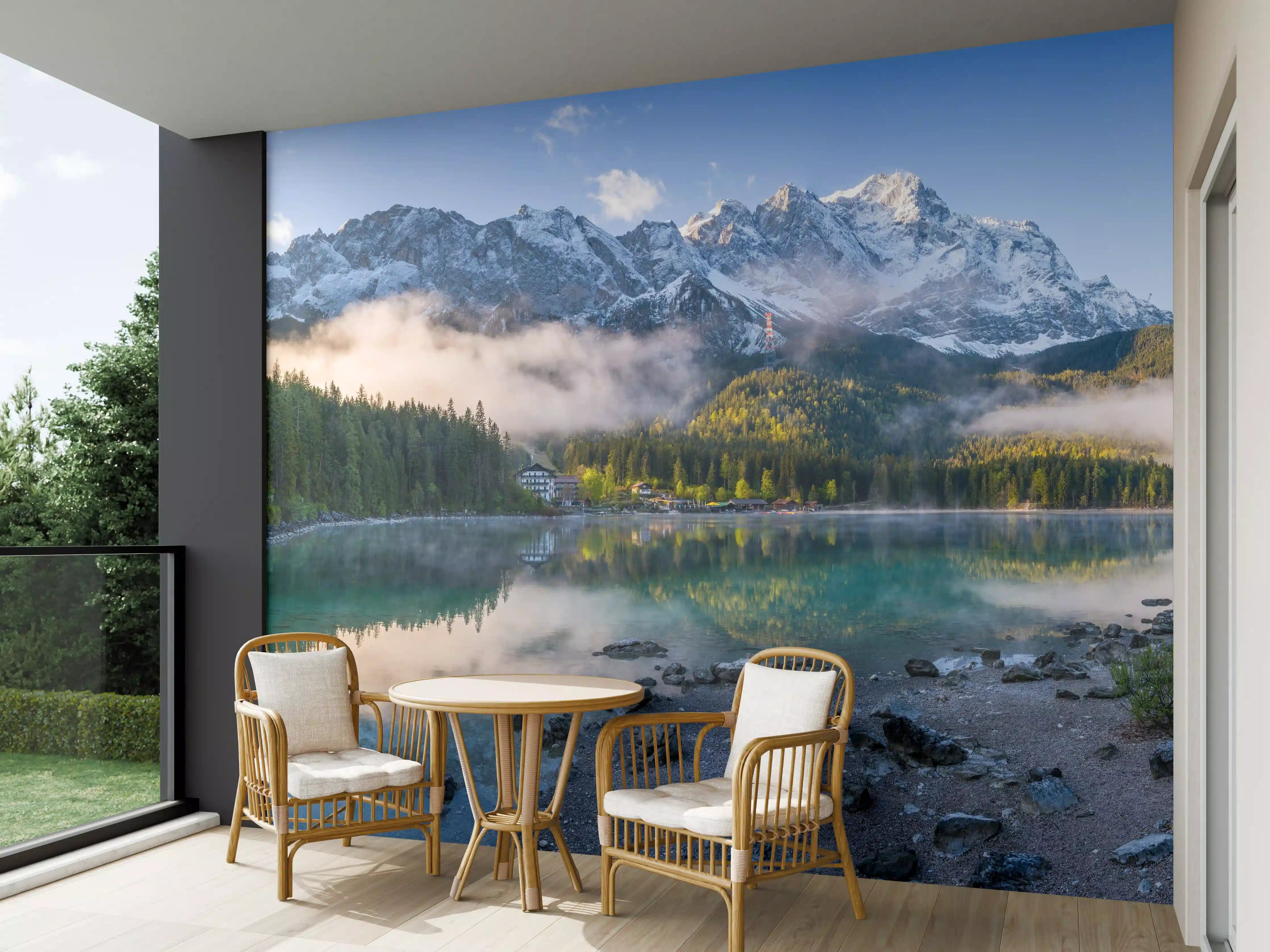 Wandverkleidung außen - Panoramablick auf die Zugspitze