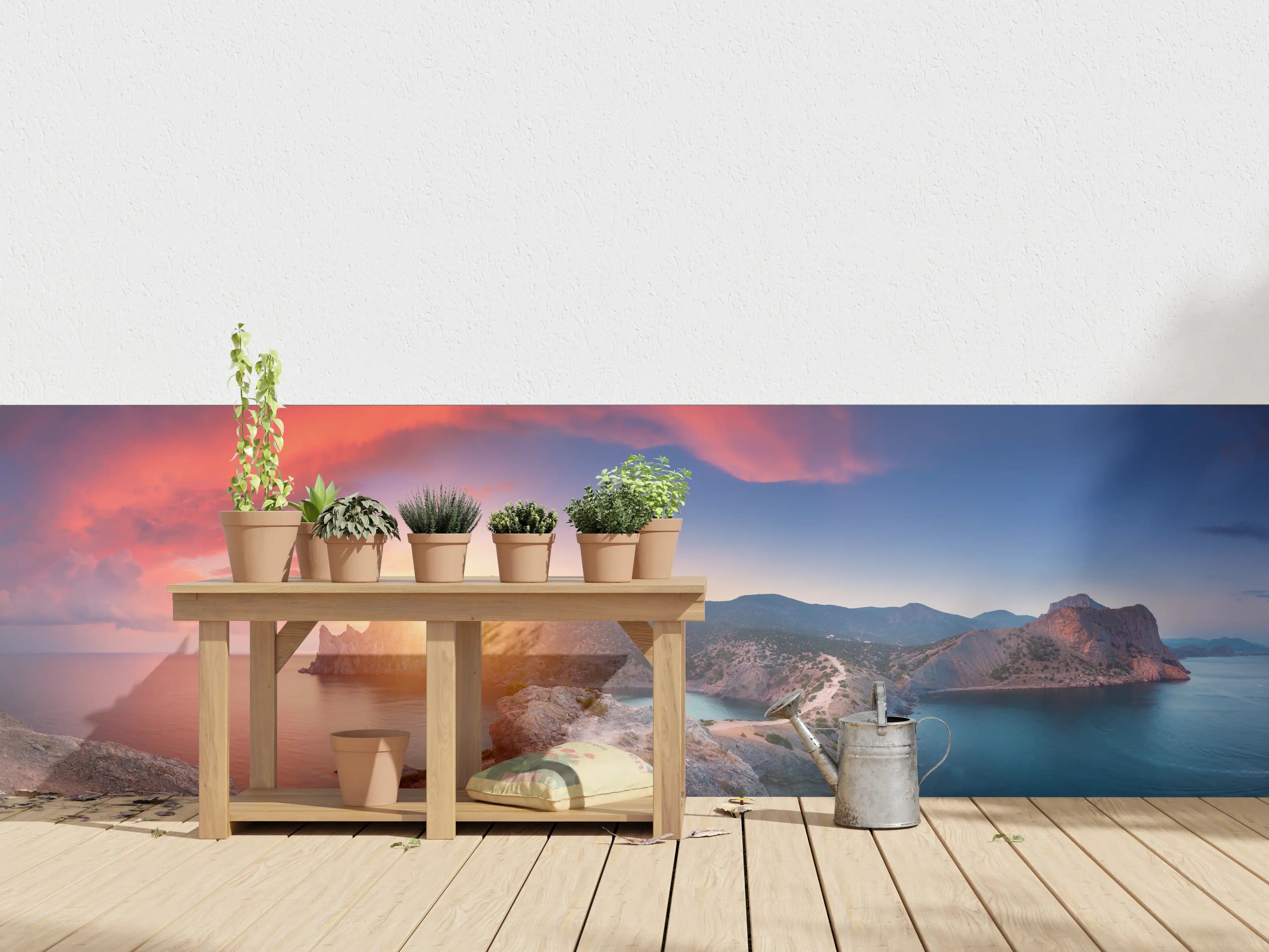 Wandverkleidung außen - Panoramalandschaft mit Bergen
