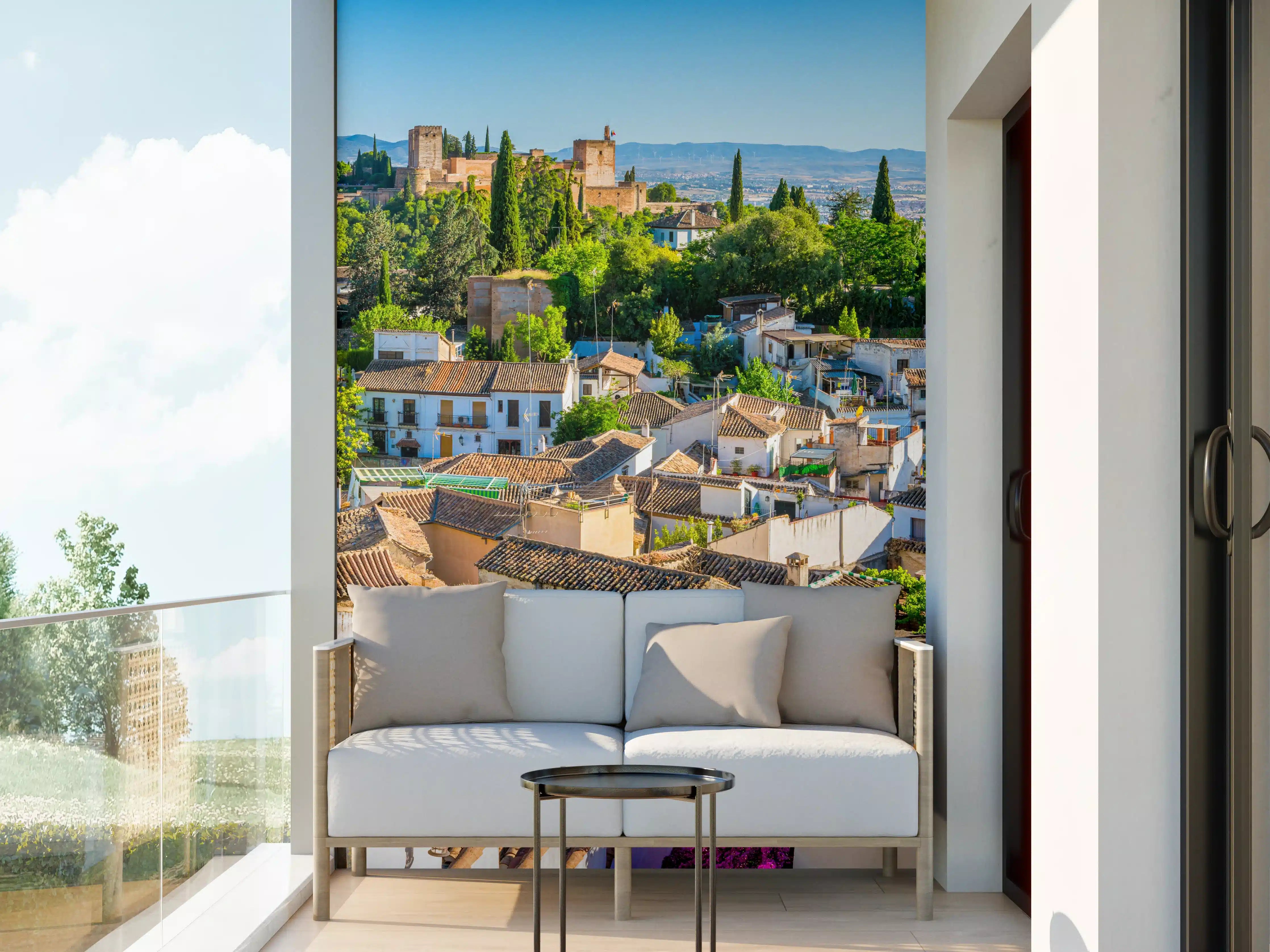 Wandverkleidung außen - Panoramatraum mit mediterranem Flair und blühenden Gärten