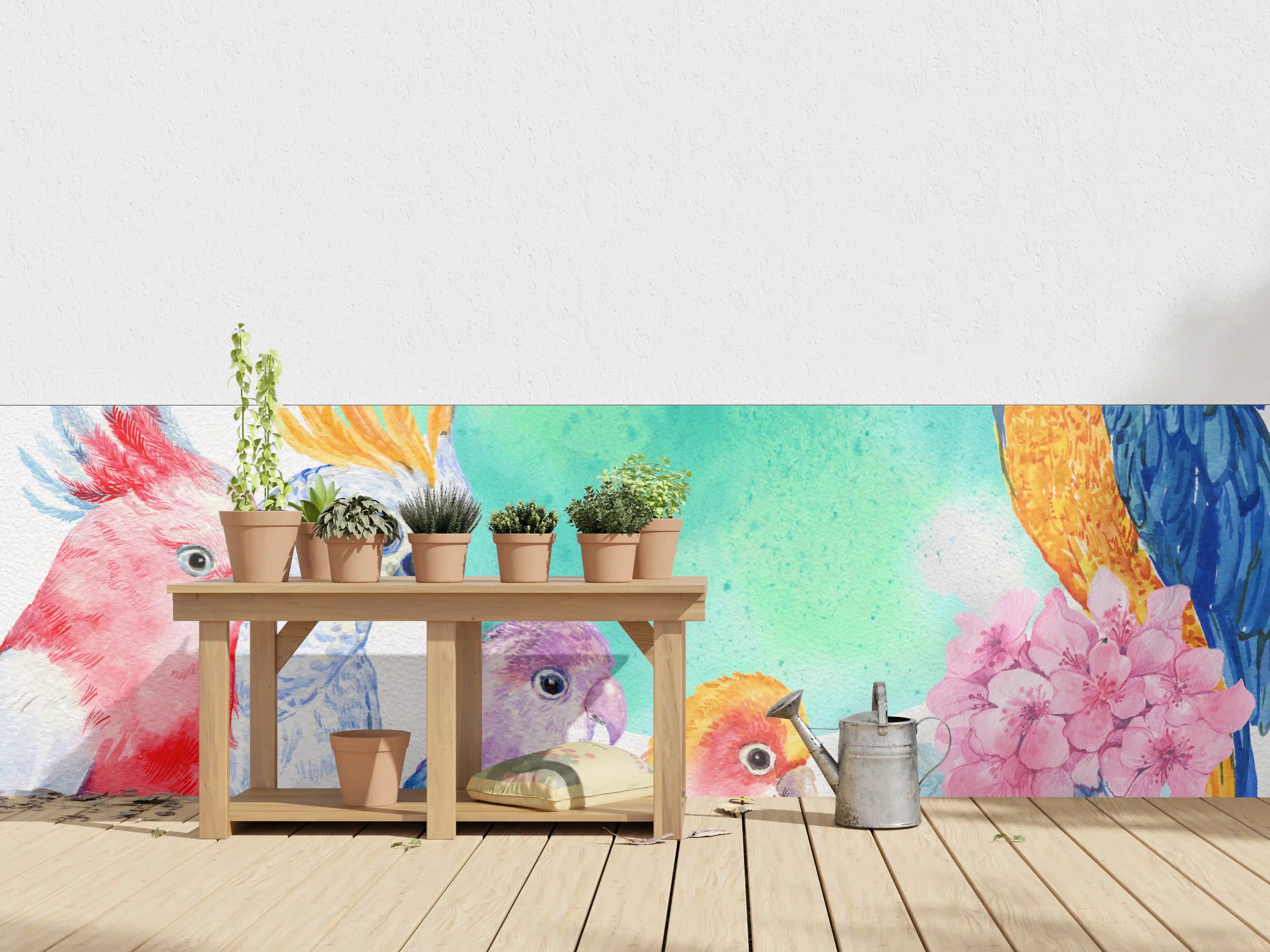 Wandverkleidung außen - Papagei Aquarell - exotisch