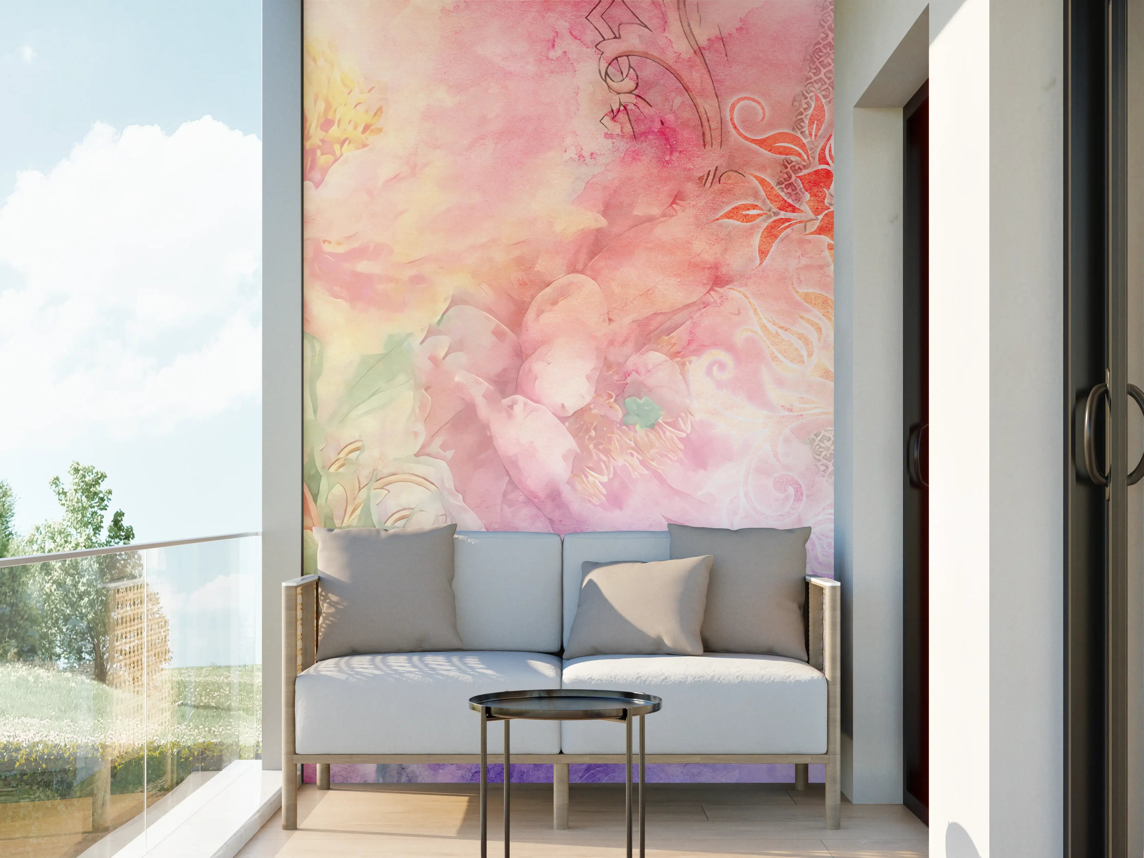 Wandverkleidung außen - Pastell-Blüten-Zauber Illustration