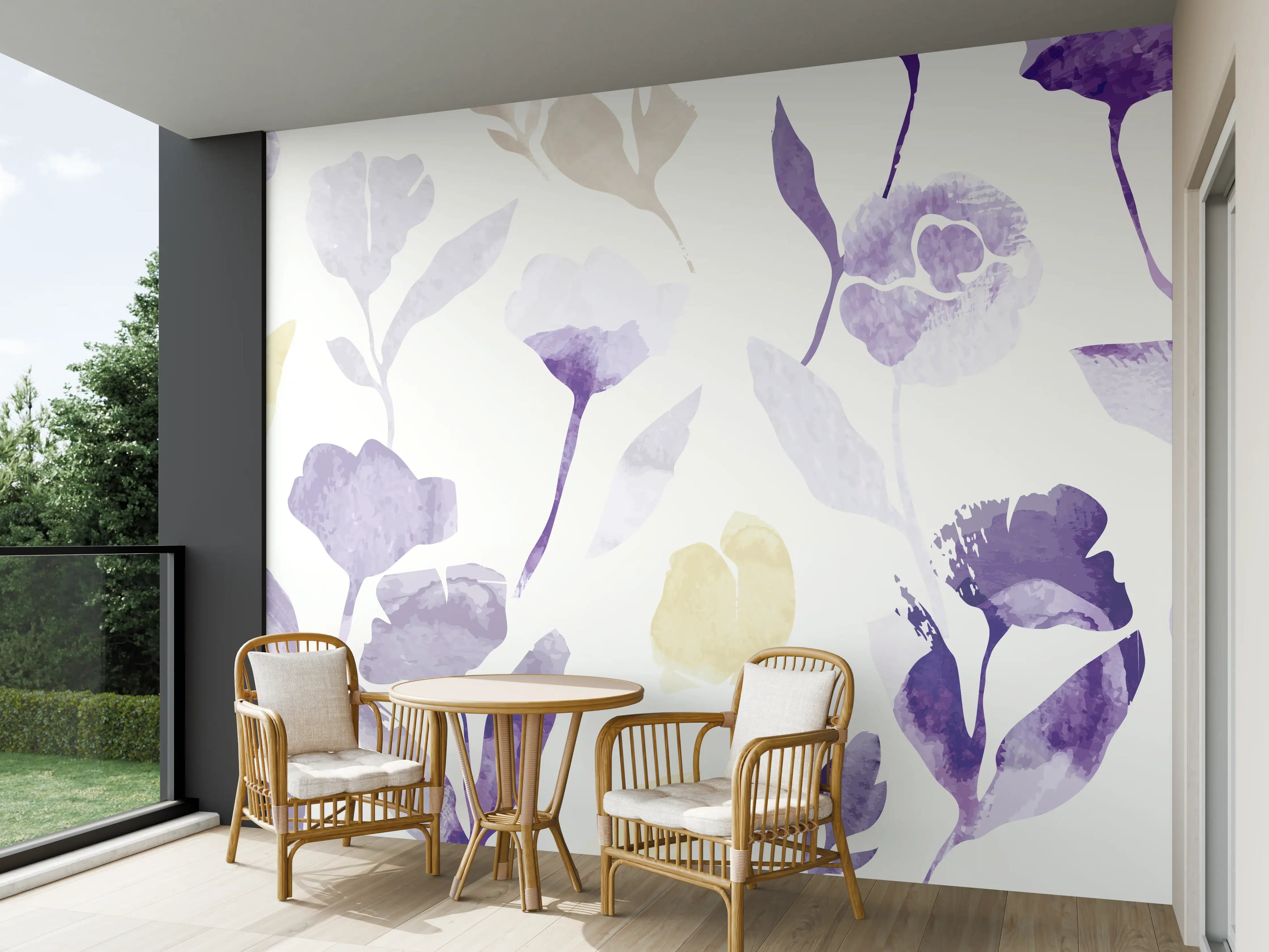 Wandverkleidung außen - Pastell Blumen Aquarell Design