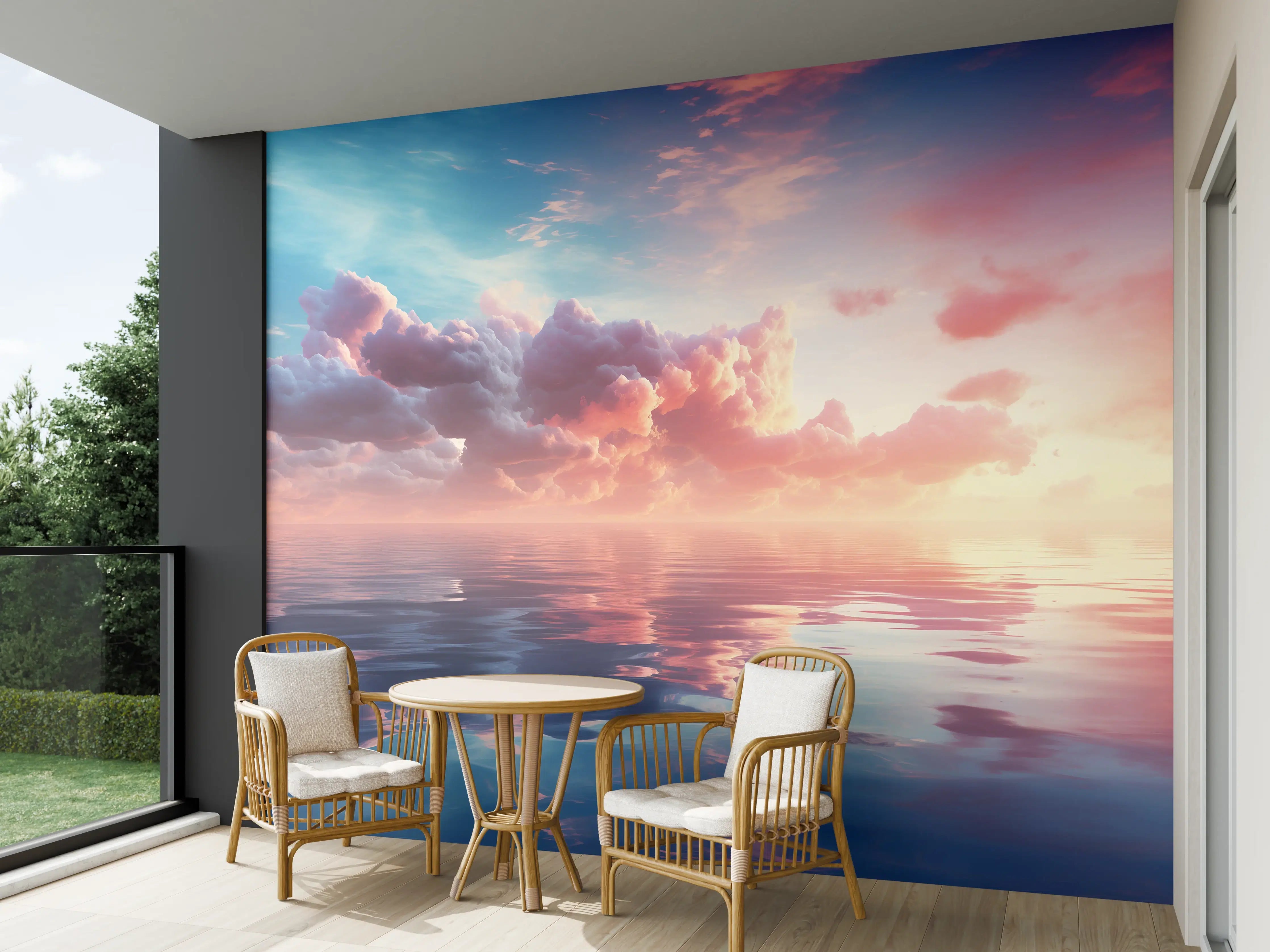 Wandverkleidung außen - Pastell-Sonnenuntergang über Meer