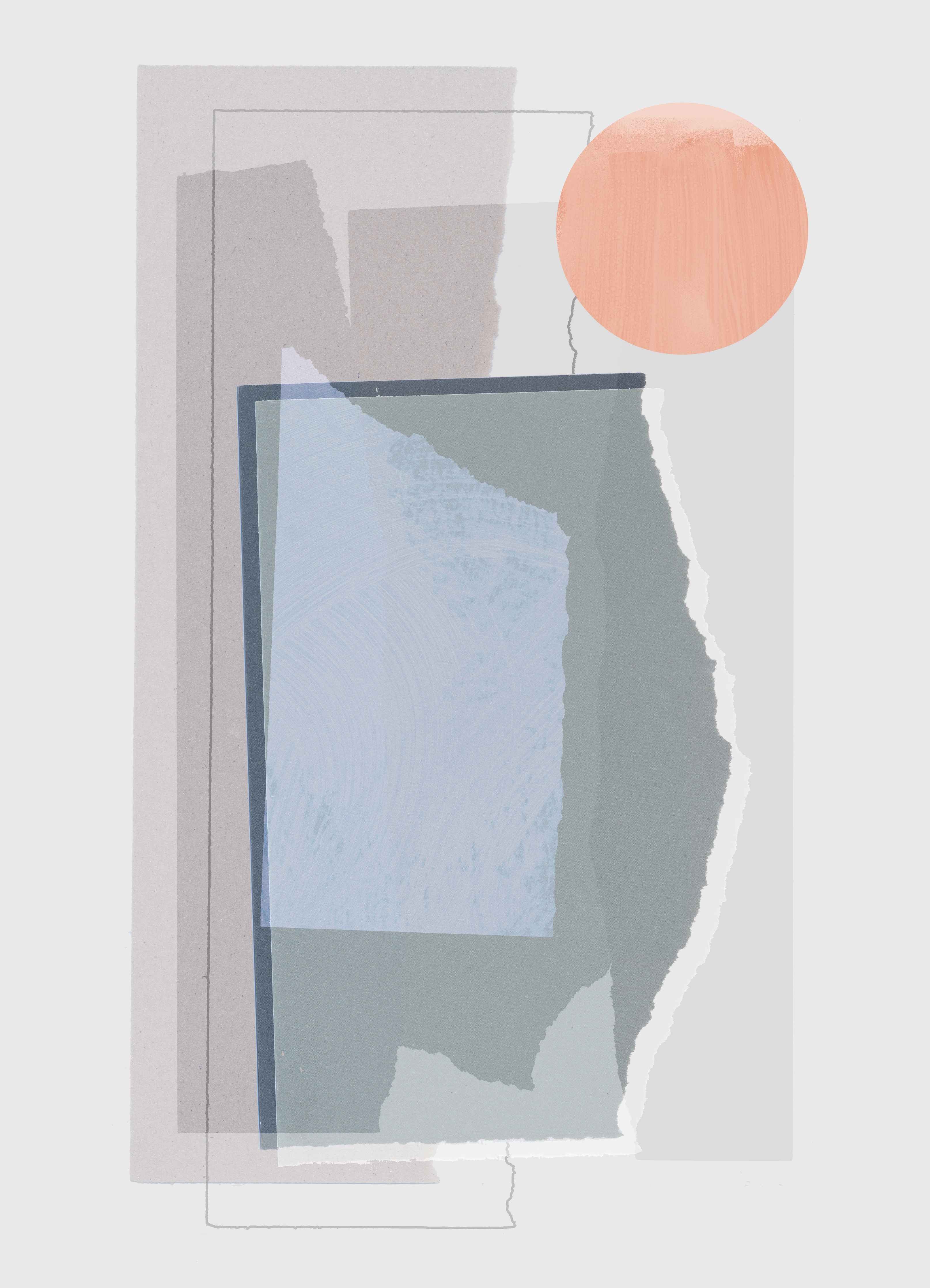 Wandverkleidung außen-Pastellfarbene Collage mit geometrischen Formen