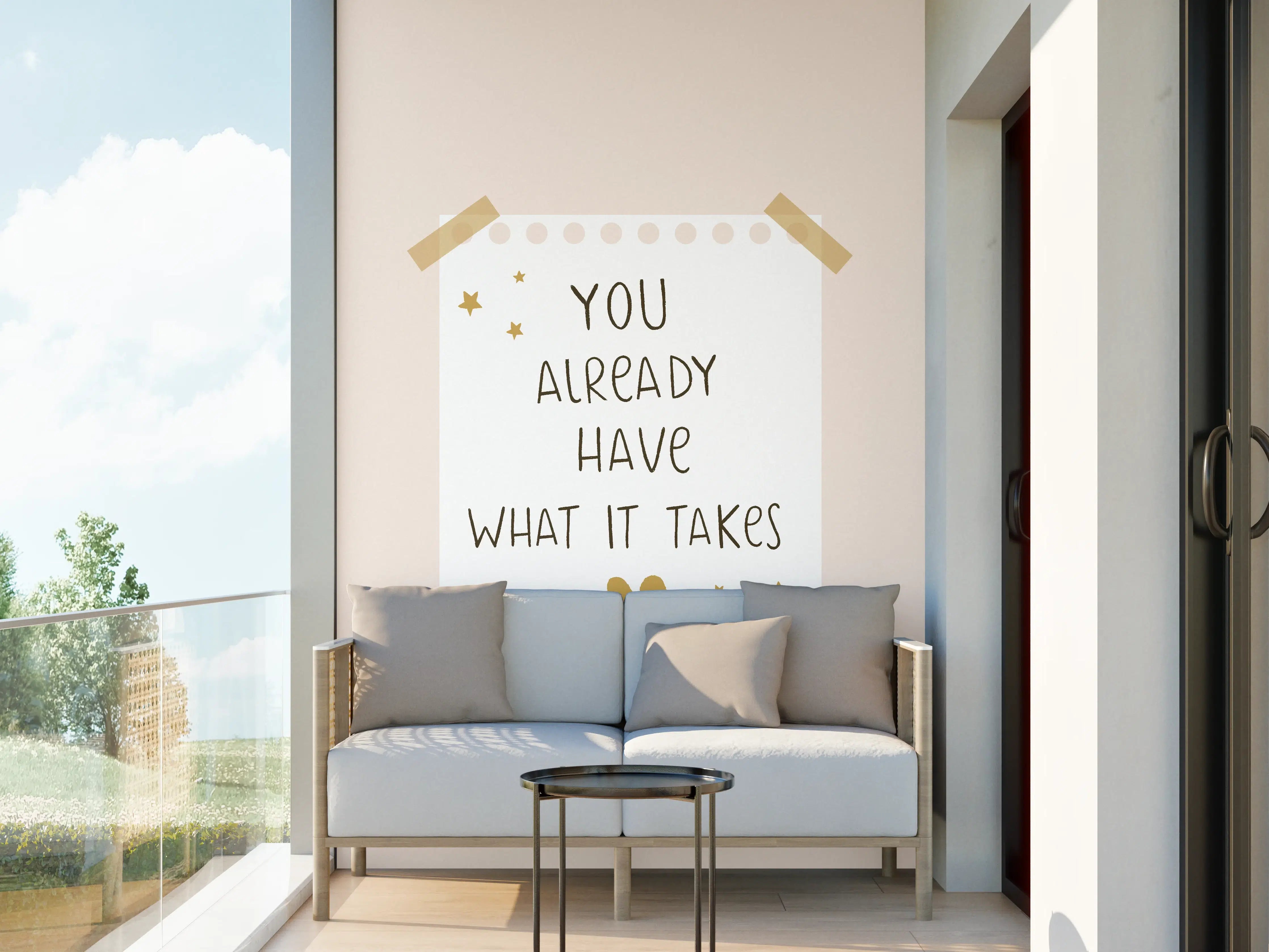 Wandverkleidung außen - Pastellfarbene Motivationsgrafik