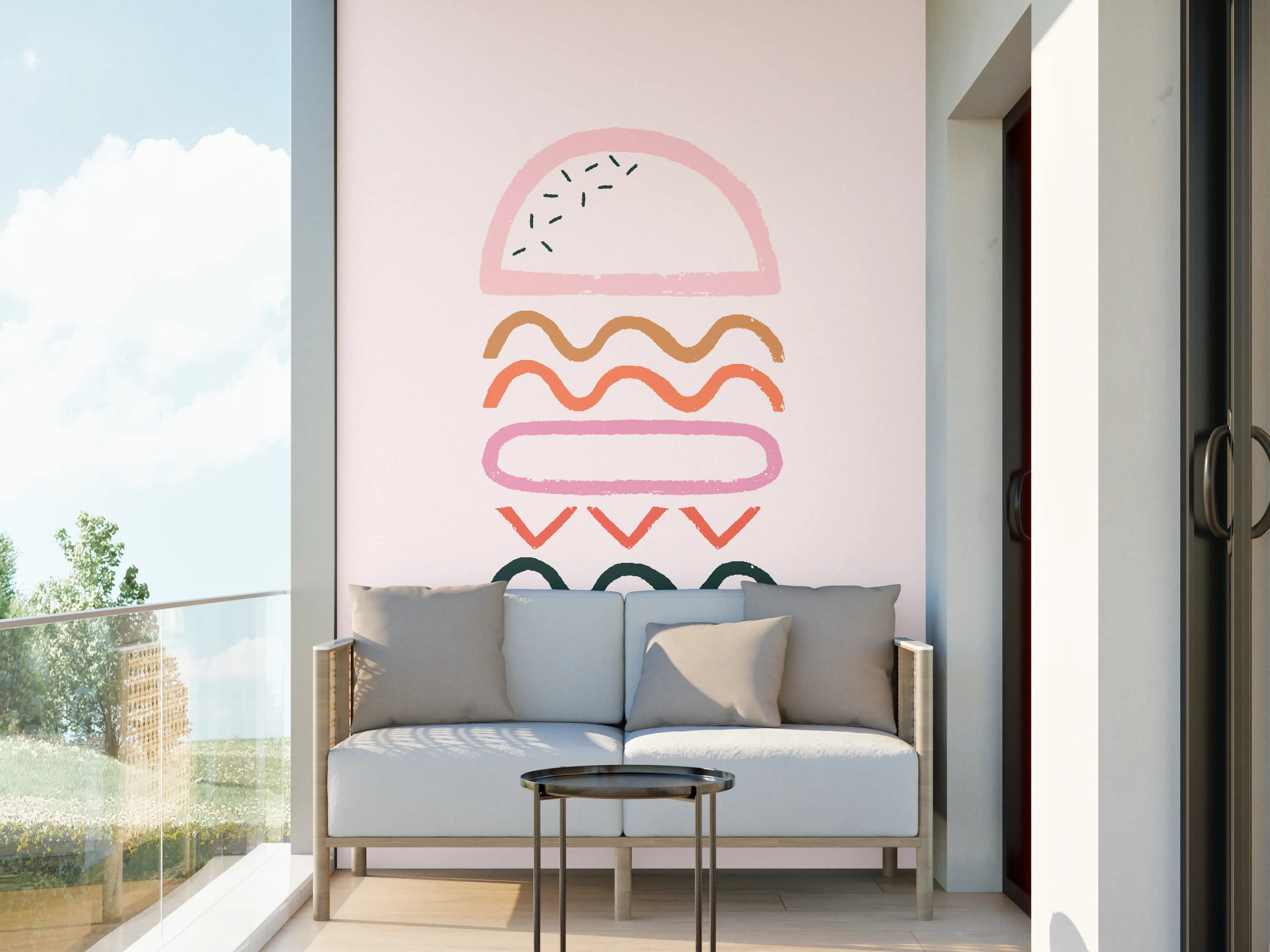 Wandverkleidung außen - Pastellfarbener Abstrakter Hamburger
