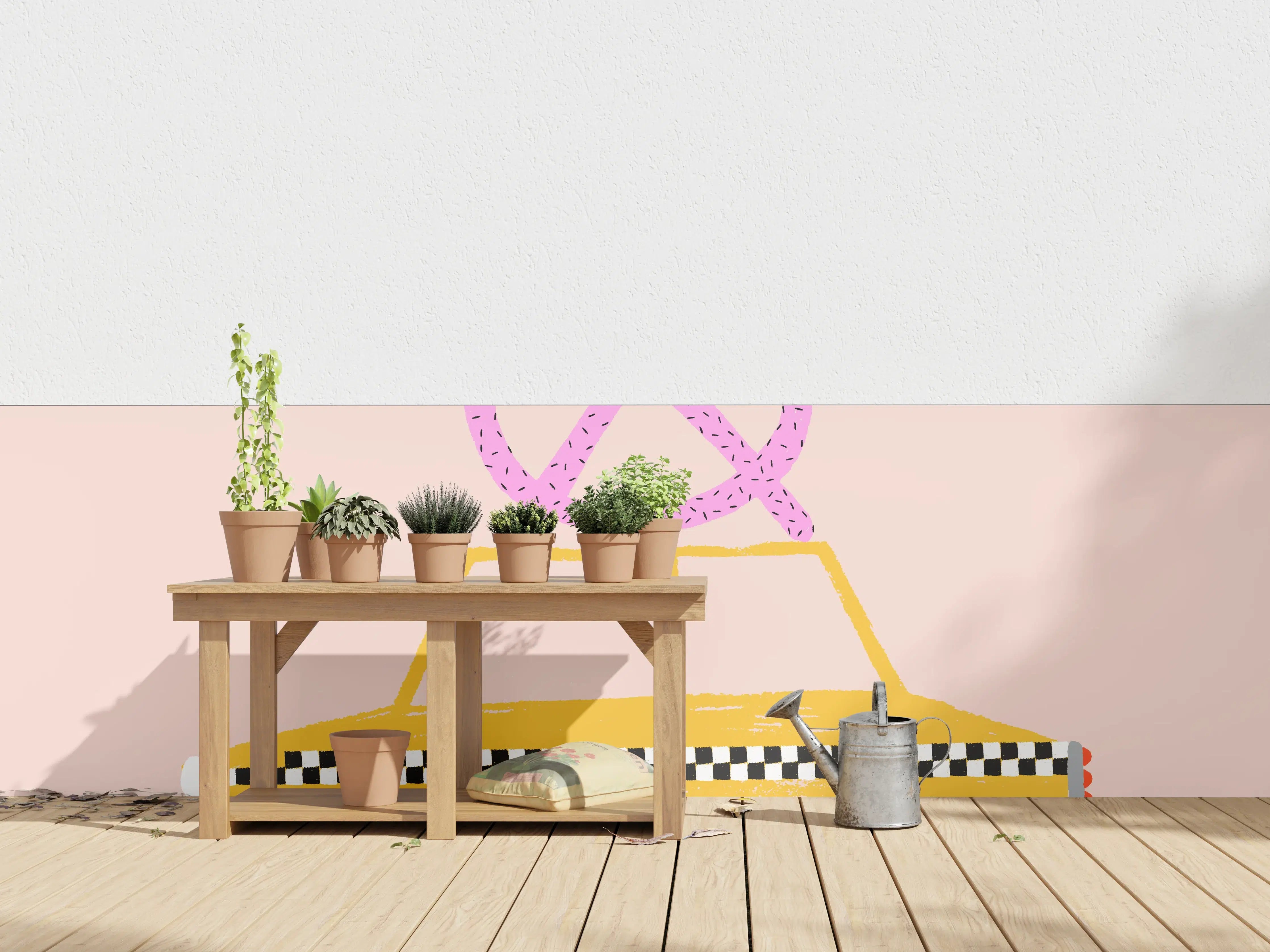 Wandverkleidung außen - Pastellfarbenes NYC Taxi-Design