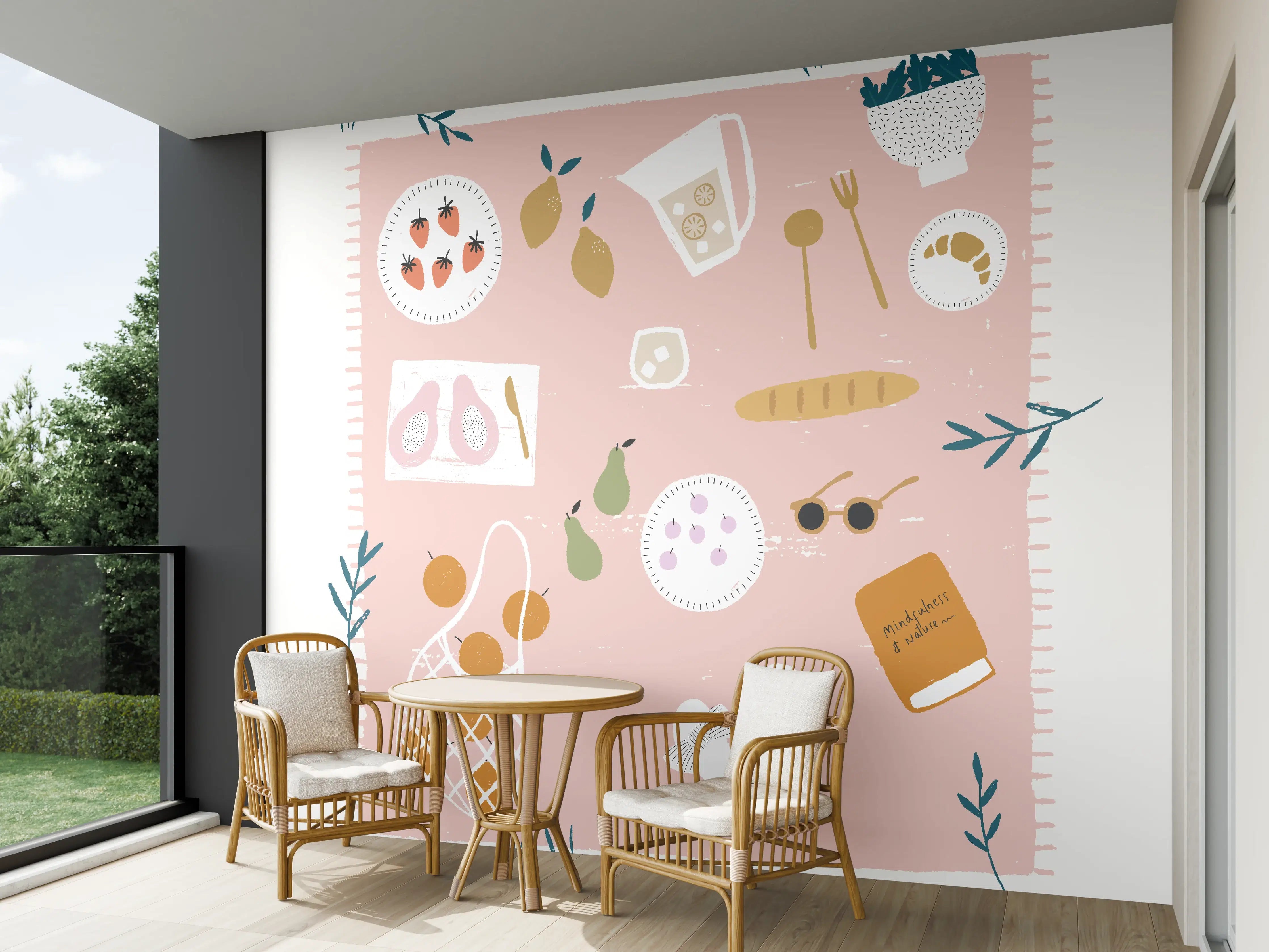 Wandverkleidung außen - Pastellfarbenes Picknick-Design