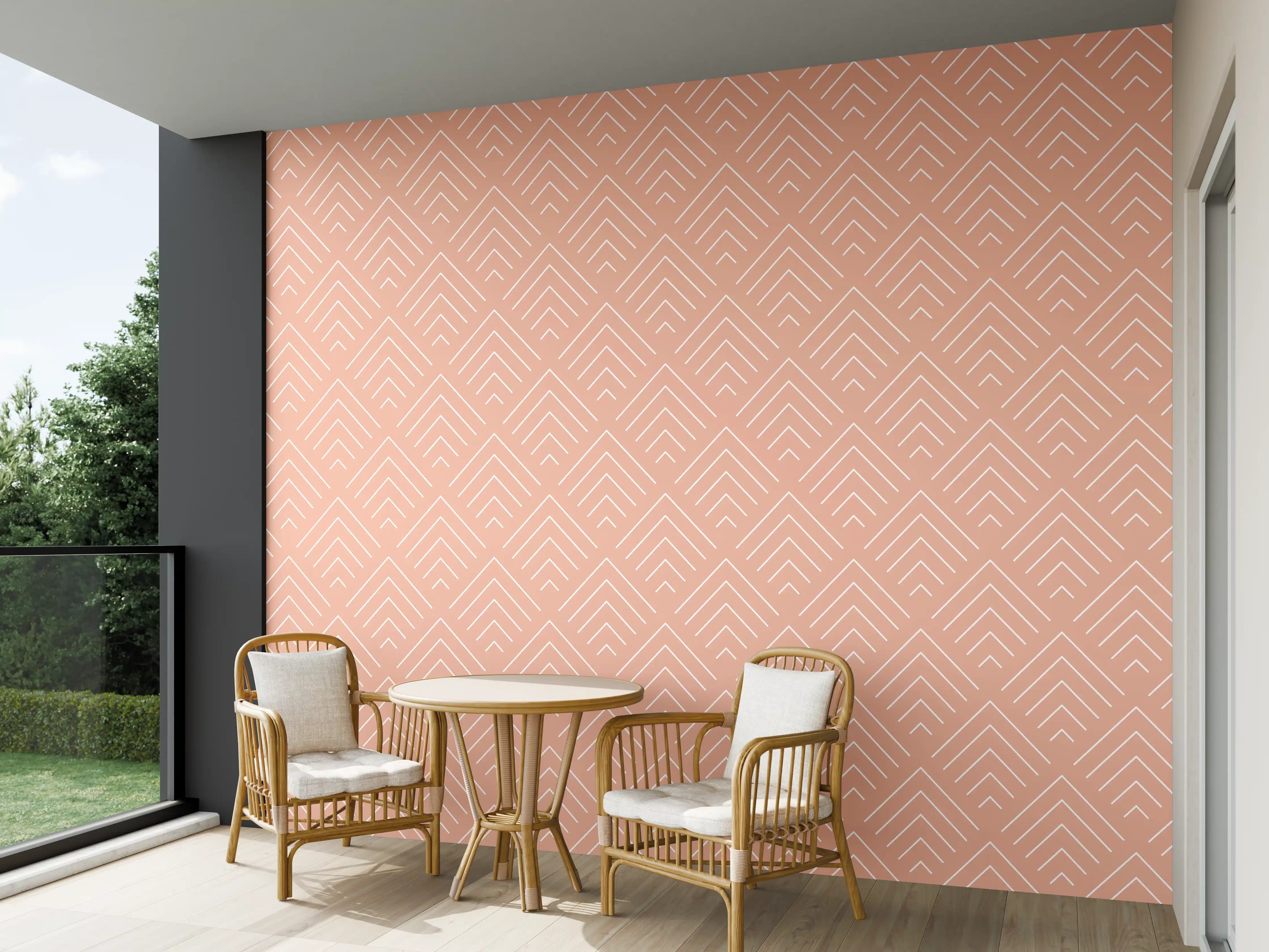 Wandverkleidung außen - Peachfarbene geometrische Musterwandverkleidung