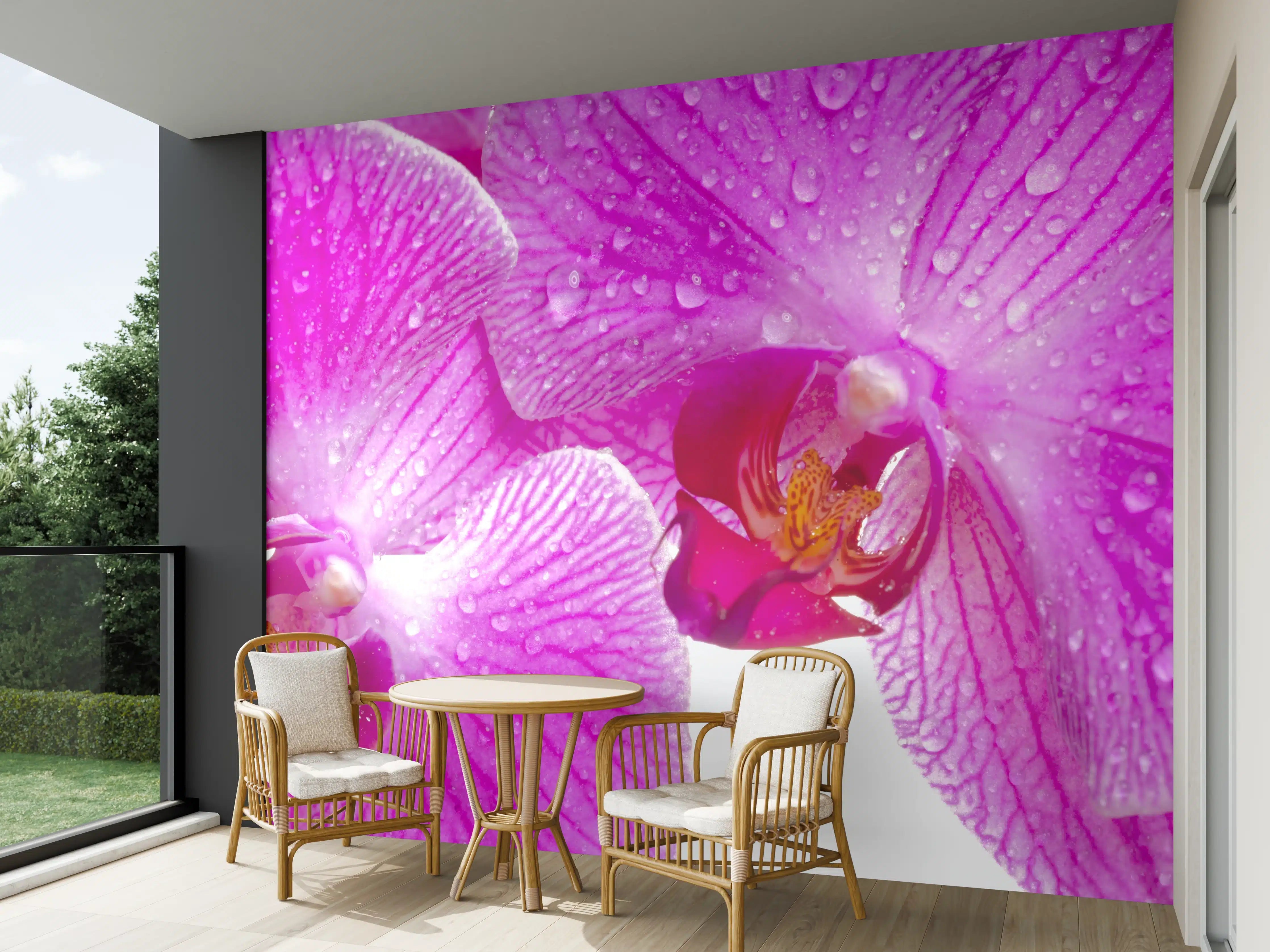 Wandverkleidung außen - Pinke Orchideen