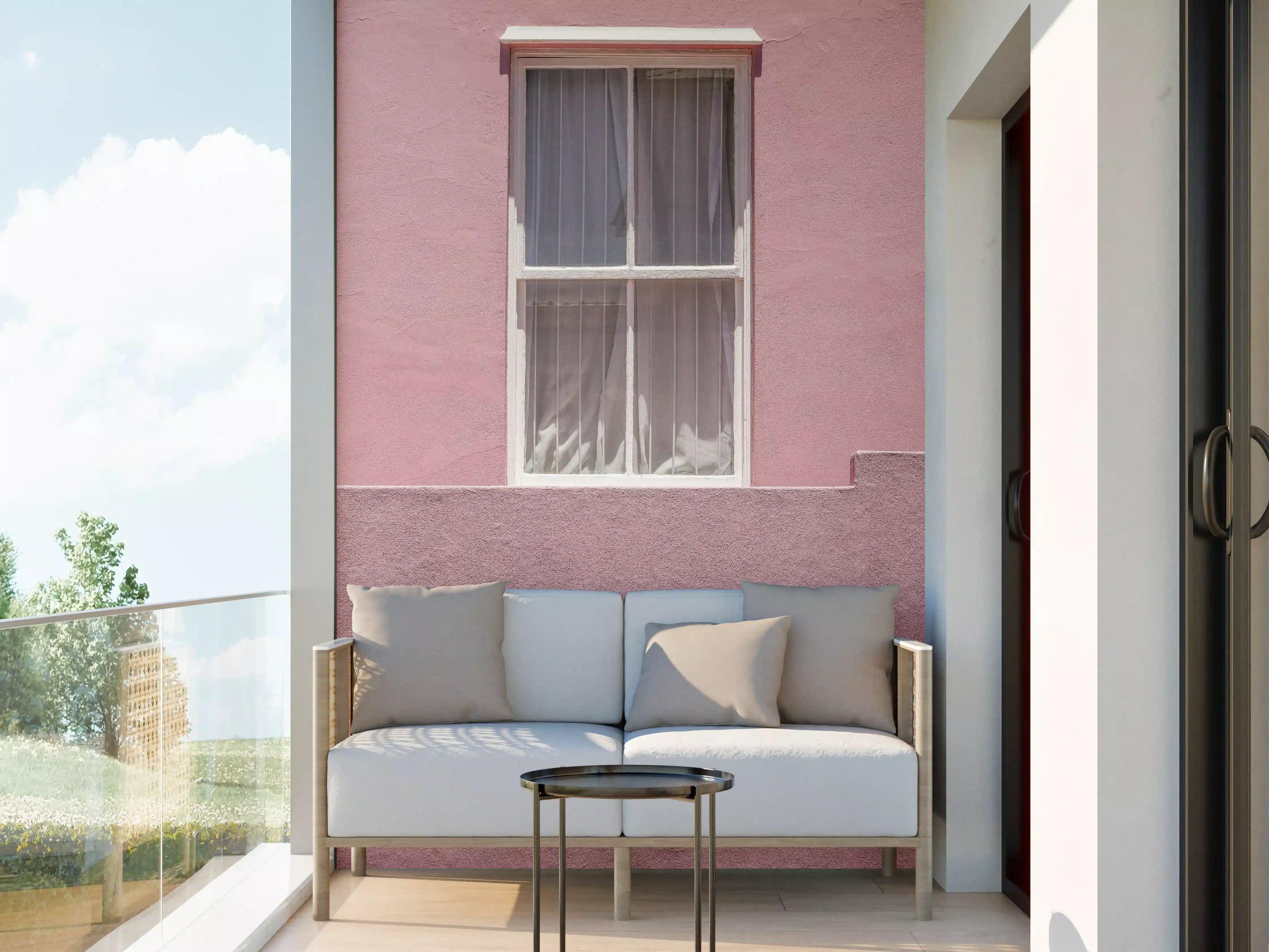 Wandverkleidung außen - Pinkes Wandbild Urbaner Chic