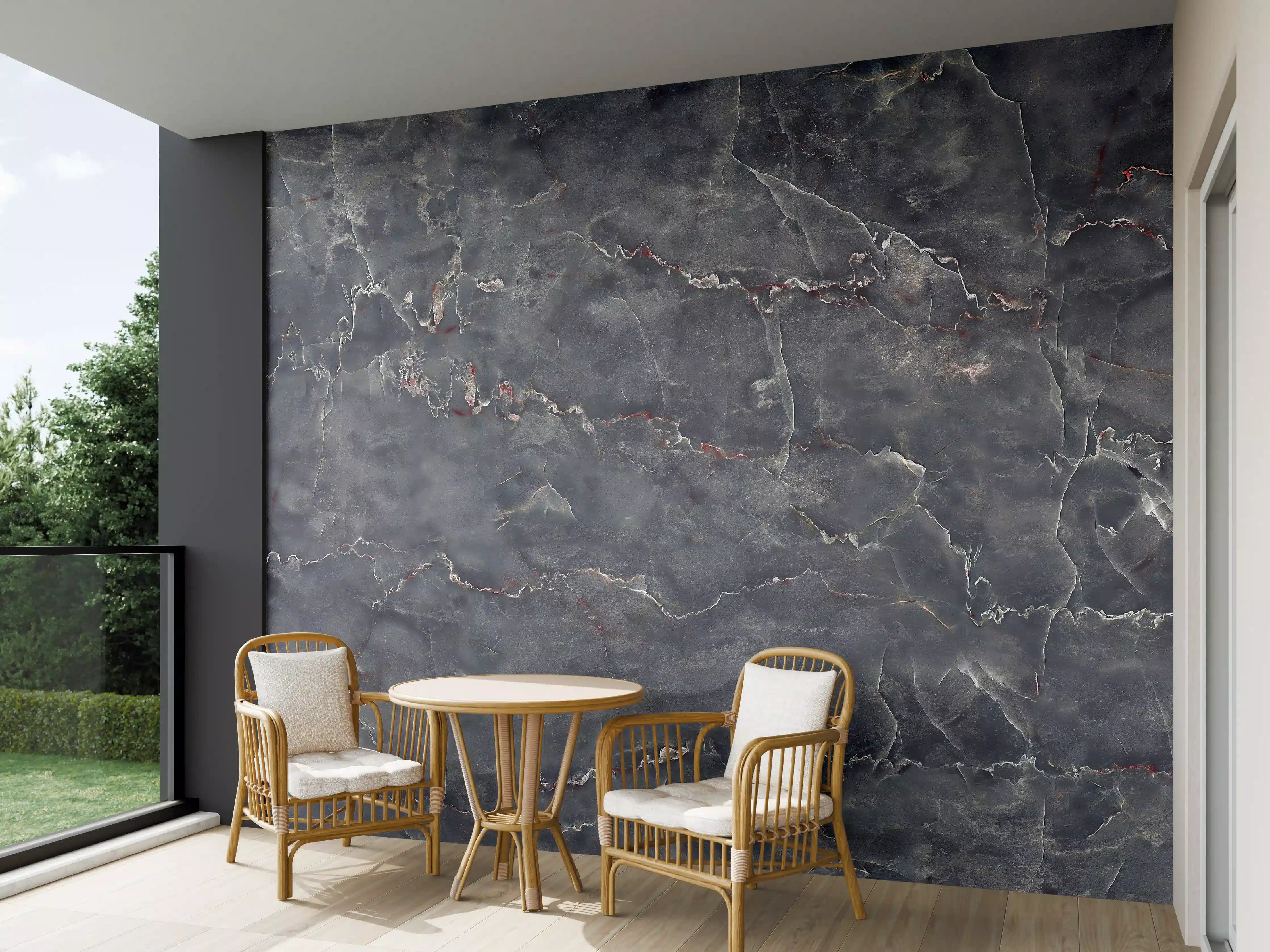 Wandverkleidung außen - Polierter Onyxmarmor mit Adern