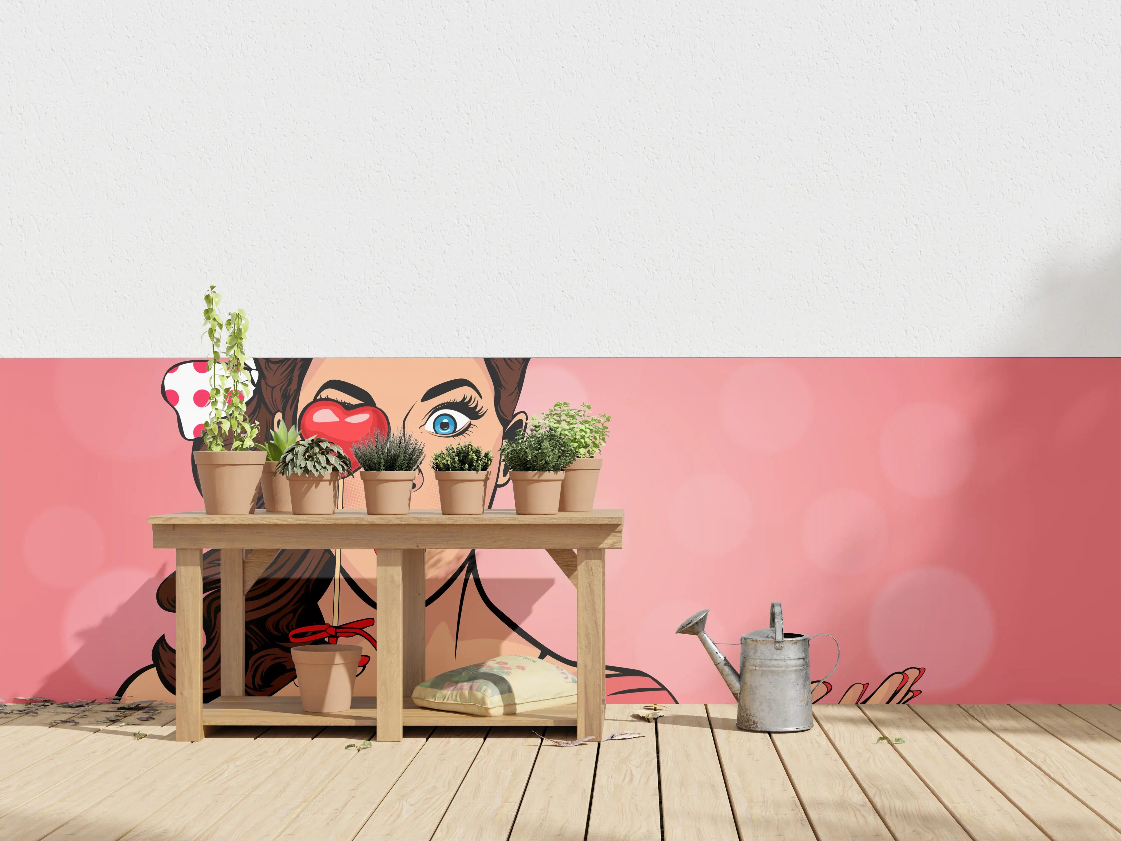 Wandverkleidung außen - Pop-Art-Lady-mit-Herz-Lolly
