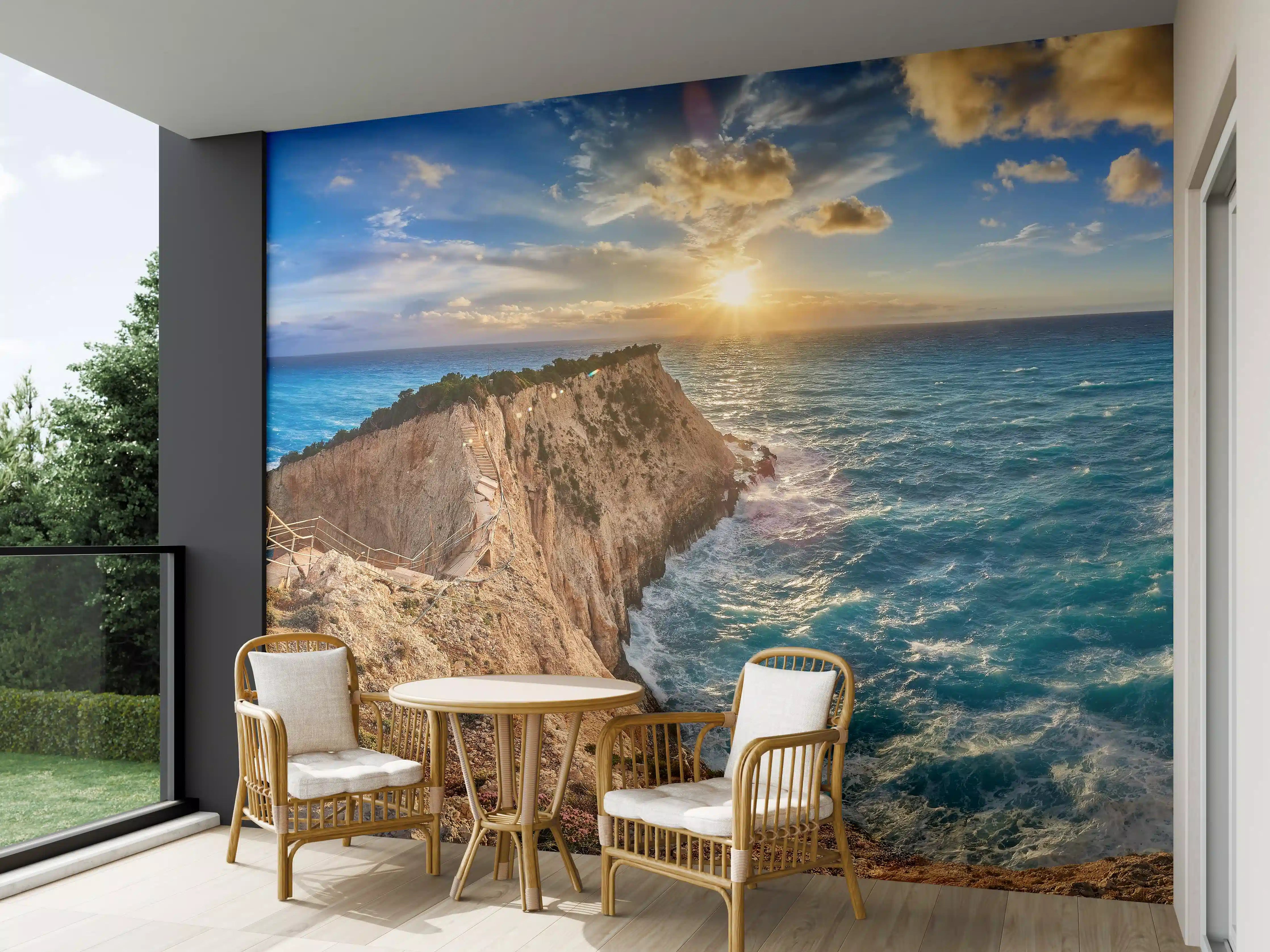 Wandverkleidung außen - Porto Katsiki bei Sonnenuntergang