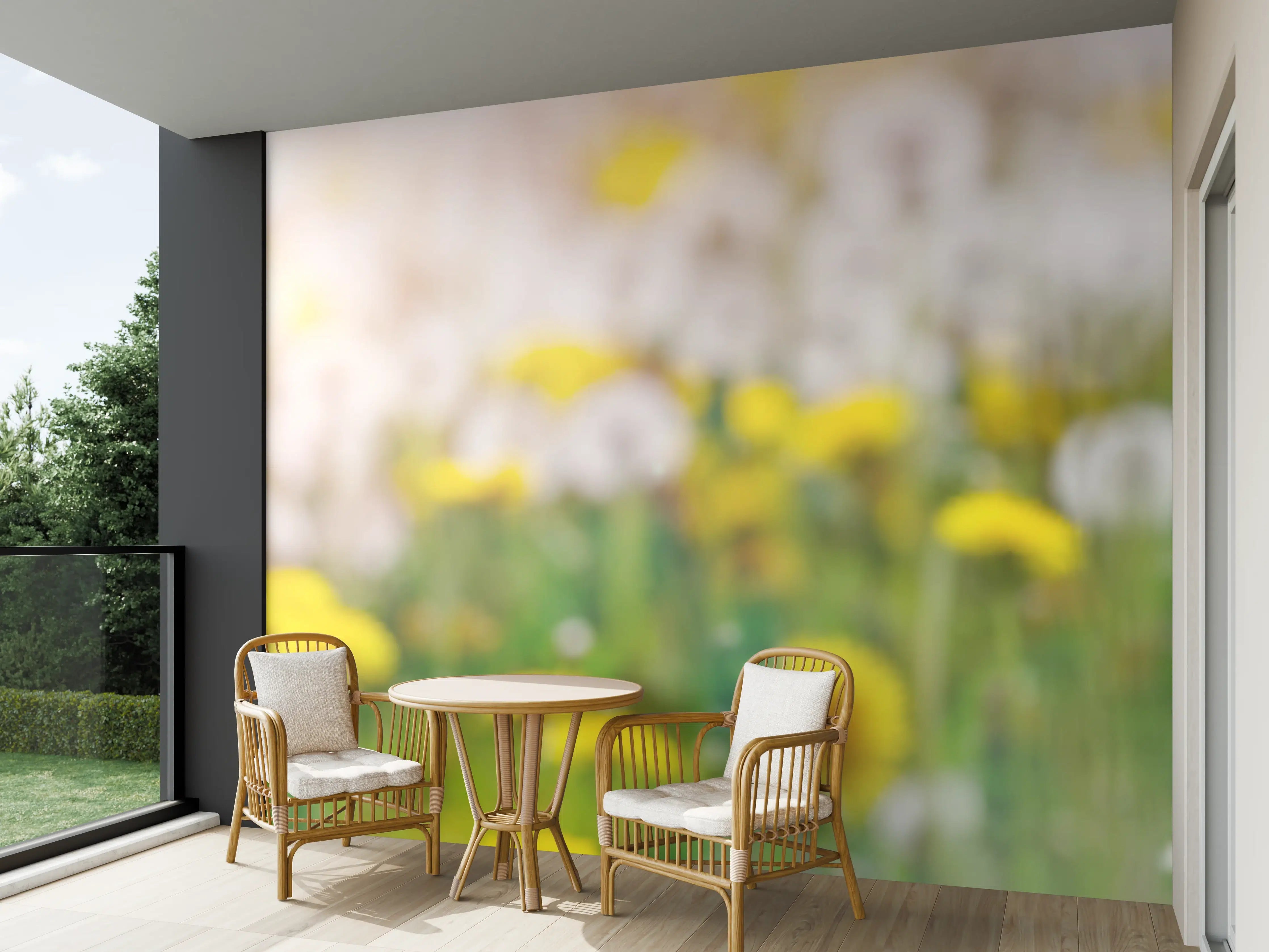 Wandverkleidung außen - Pusteblumen-Wiese Gelb Weiß