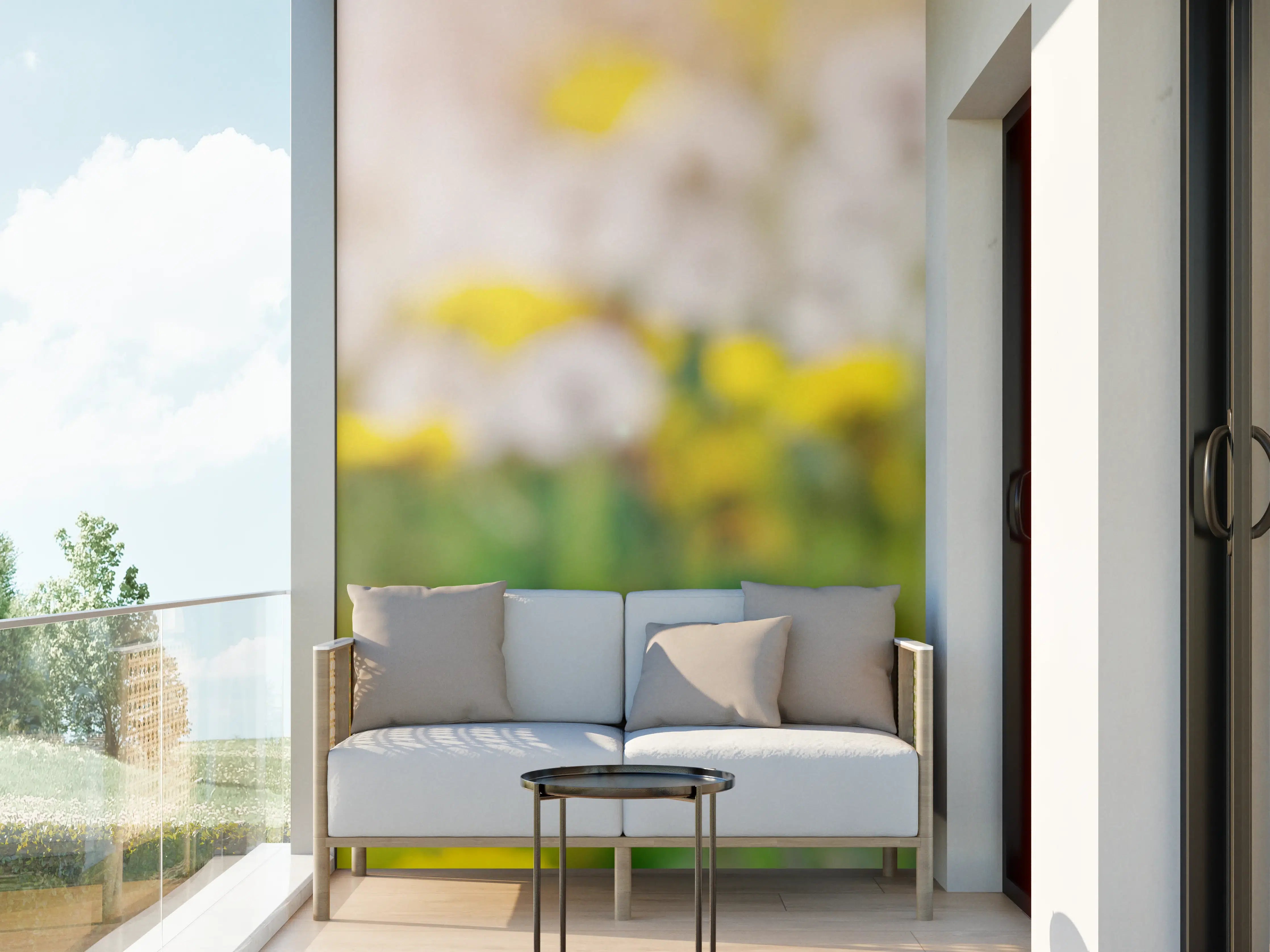 Wandverkleidung außen - Pusteblumen-Wiese Gelb Weiß