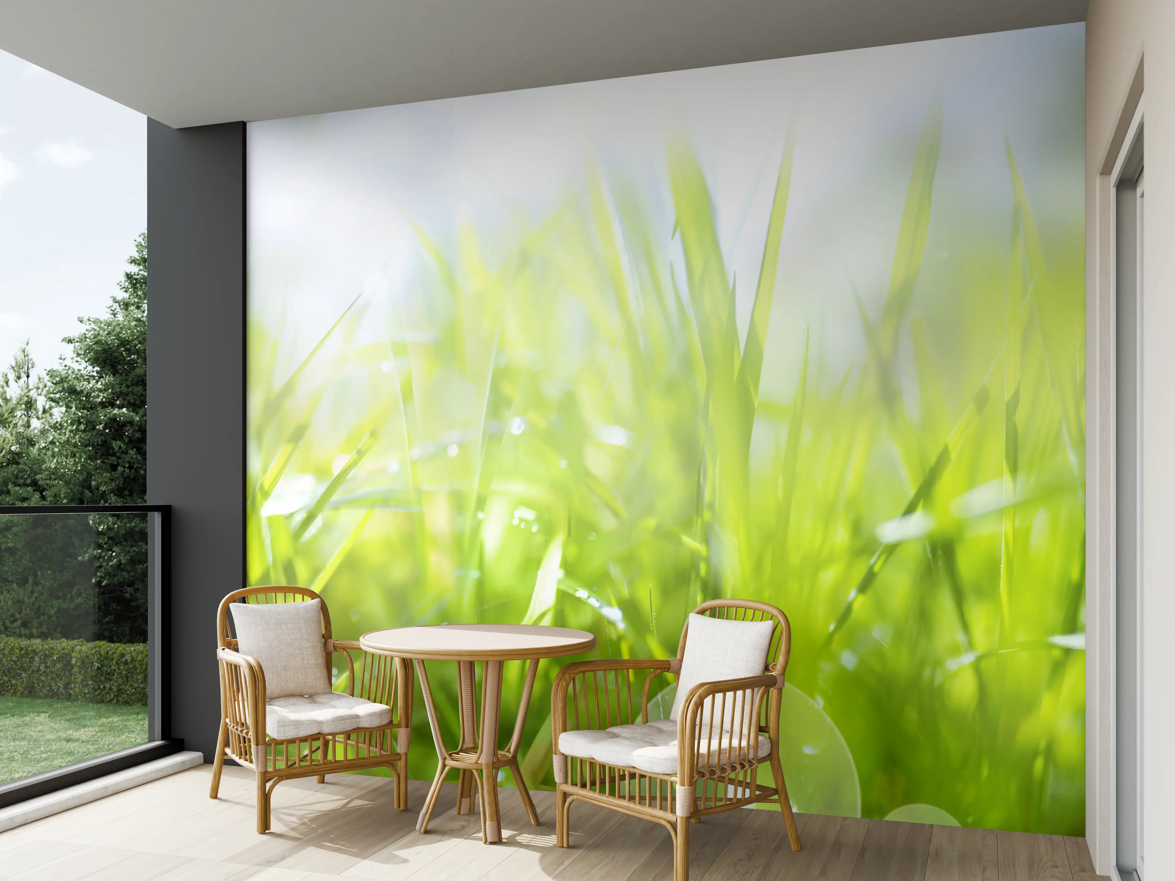 Wandverkleidung außen - Pusteblumen auf grüner Wiese