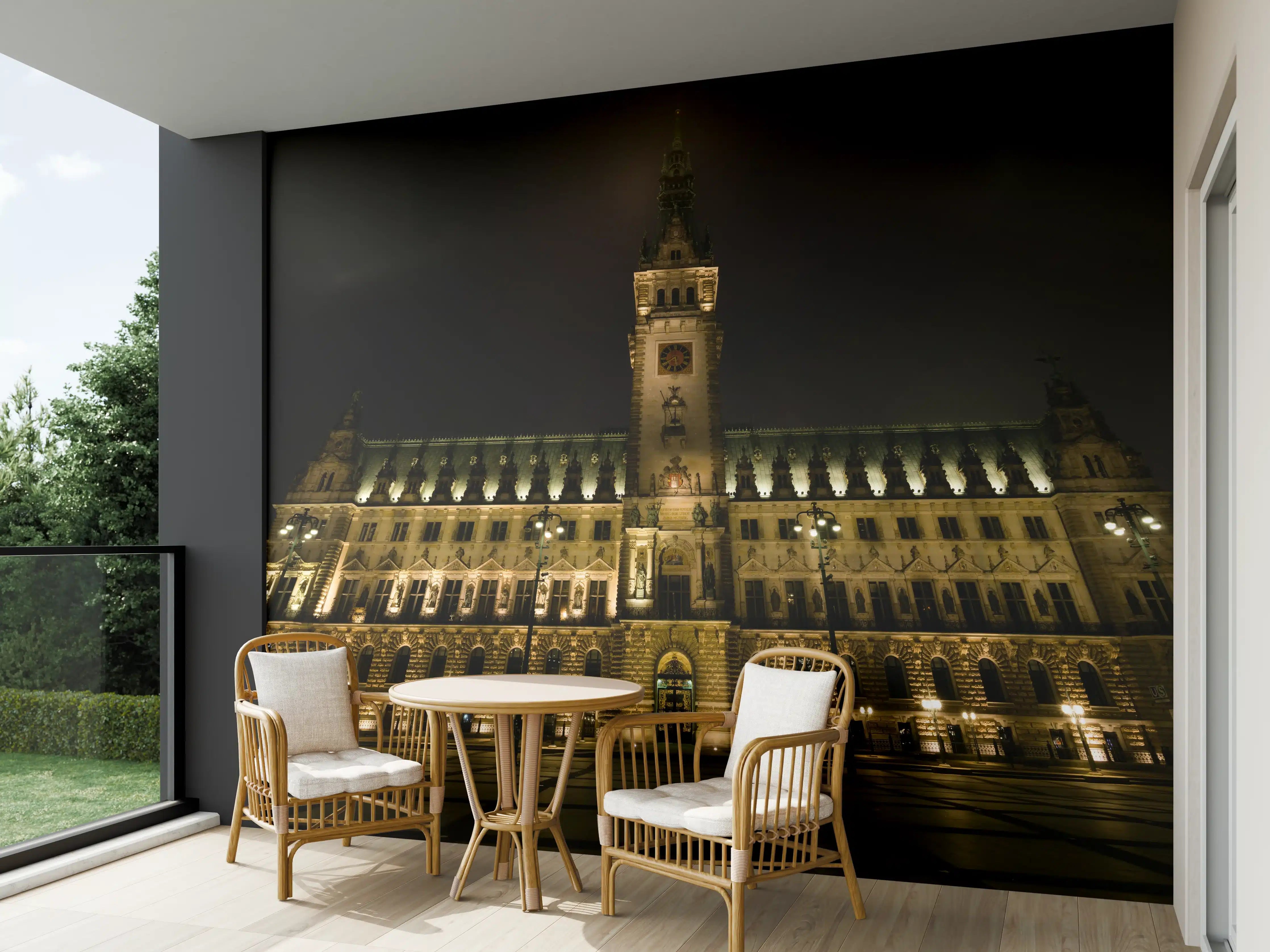 Wandverkleidung außen - Rathaus Hamburg bei Nacht
