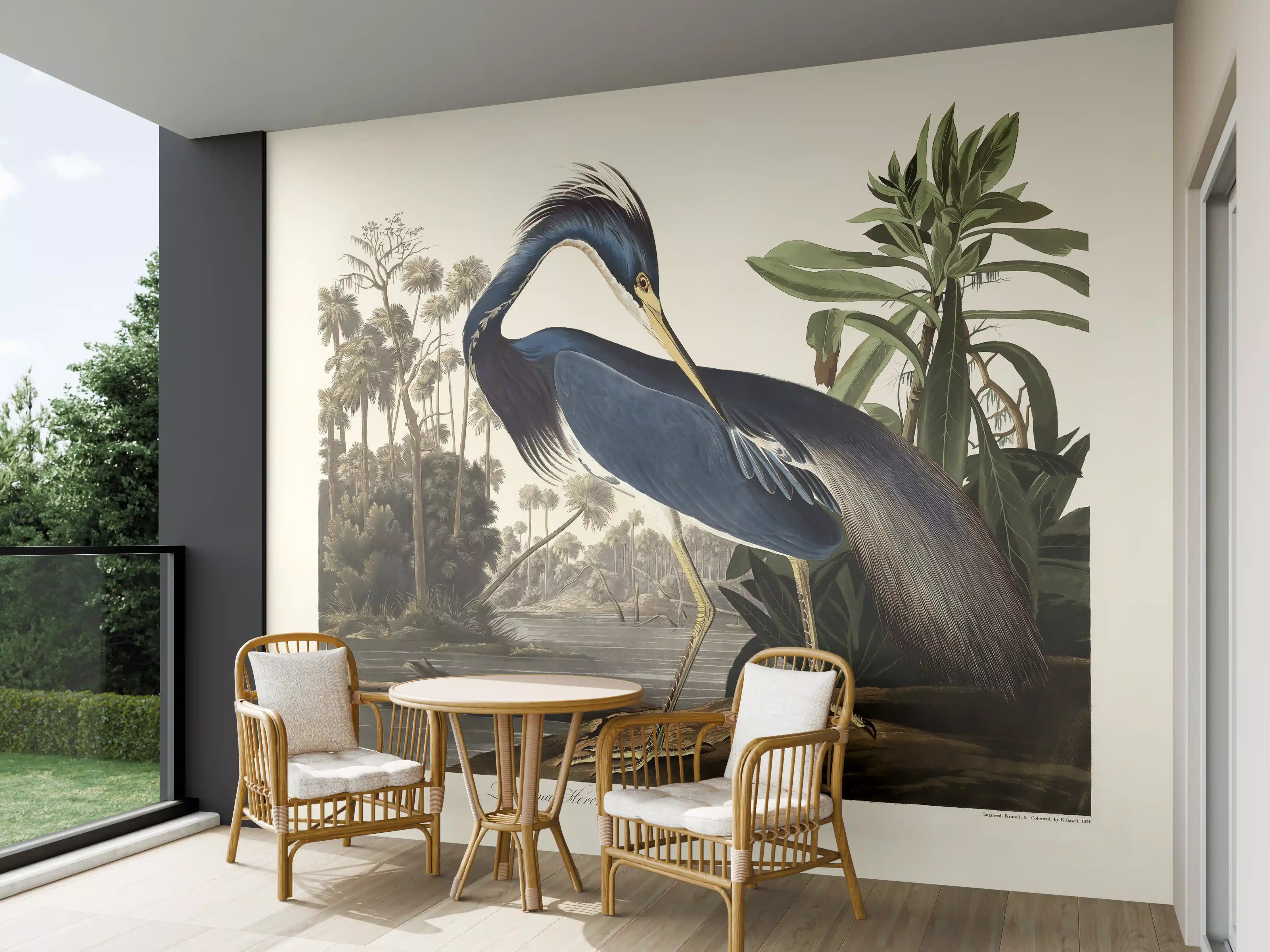 Wandverkleidung außen - Reiher Portrait - John James Audubon