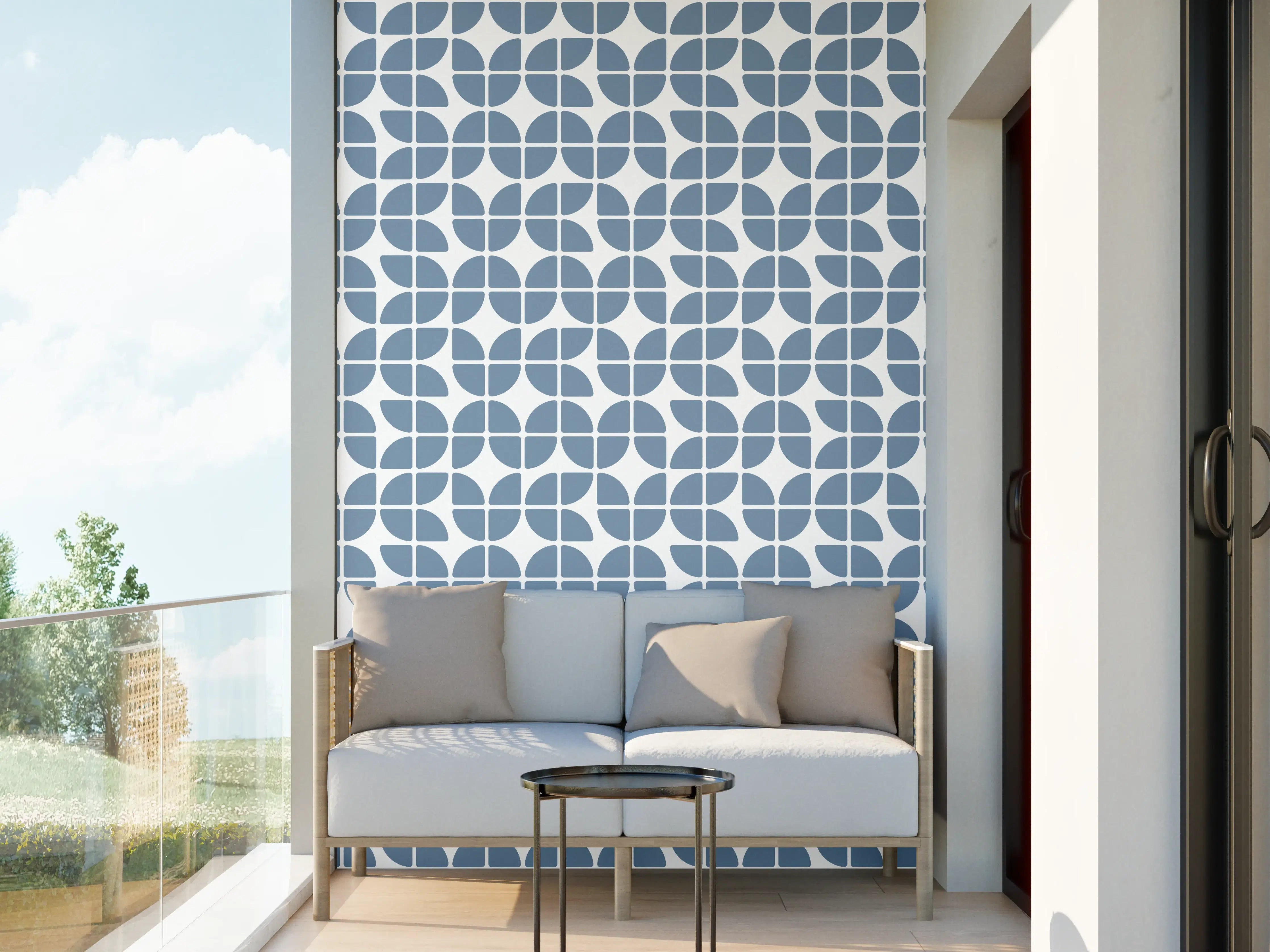 Wandverkleidung außen - Retro-Blau-Azzurro-Muster