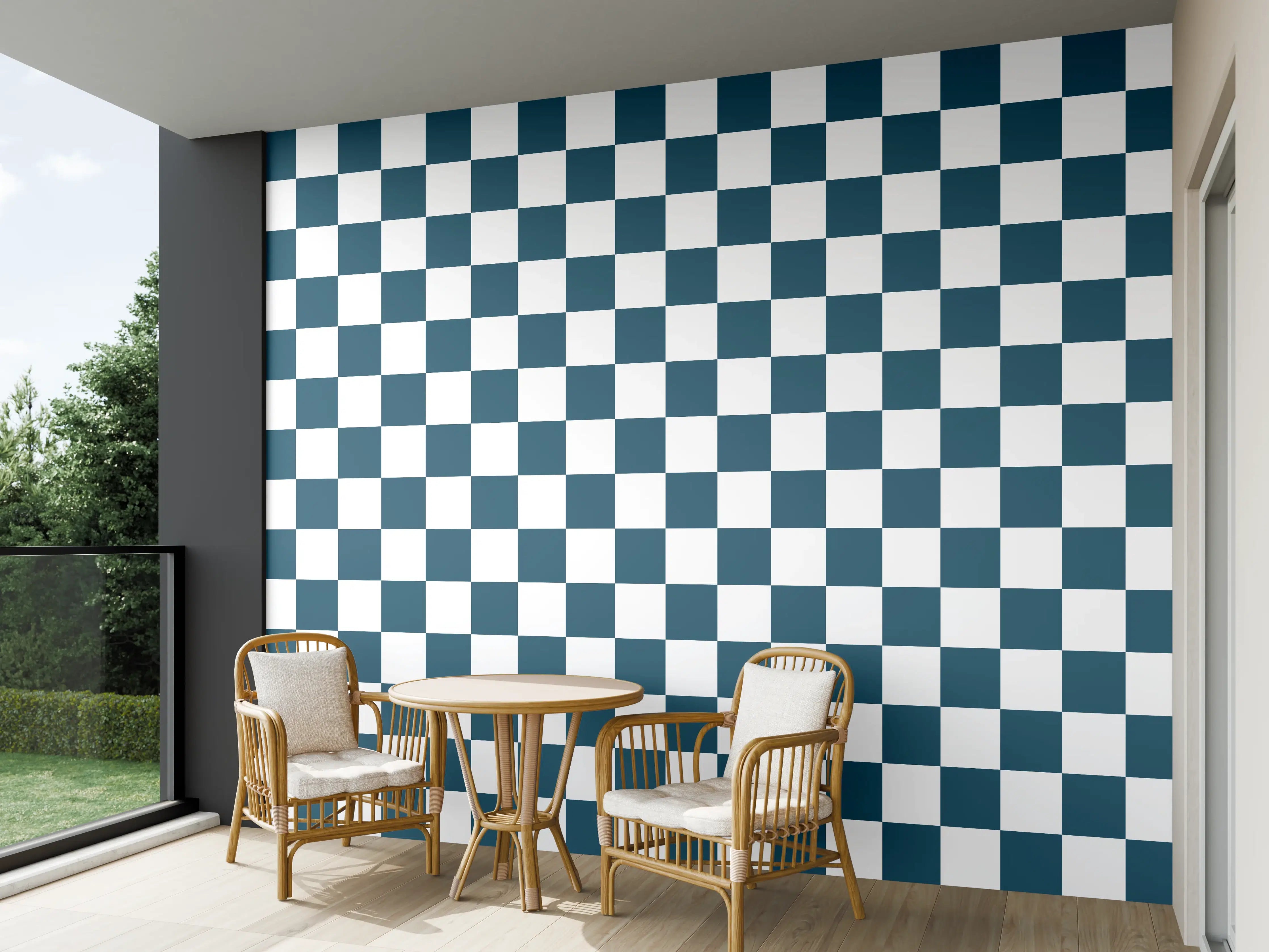 Wandverkleidung außen - Retro Blaue Fliesen im Badezimmer