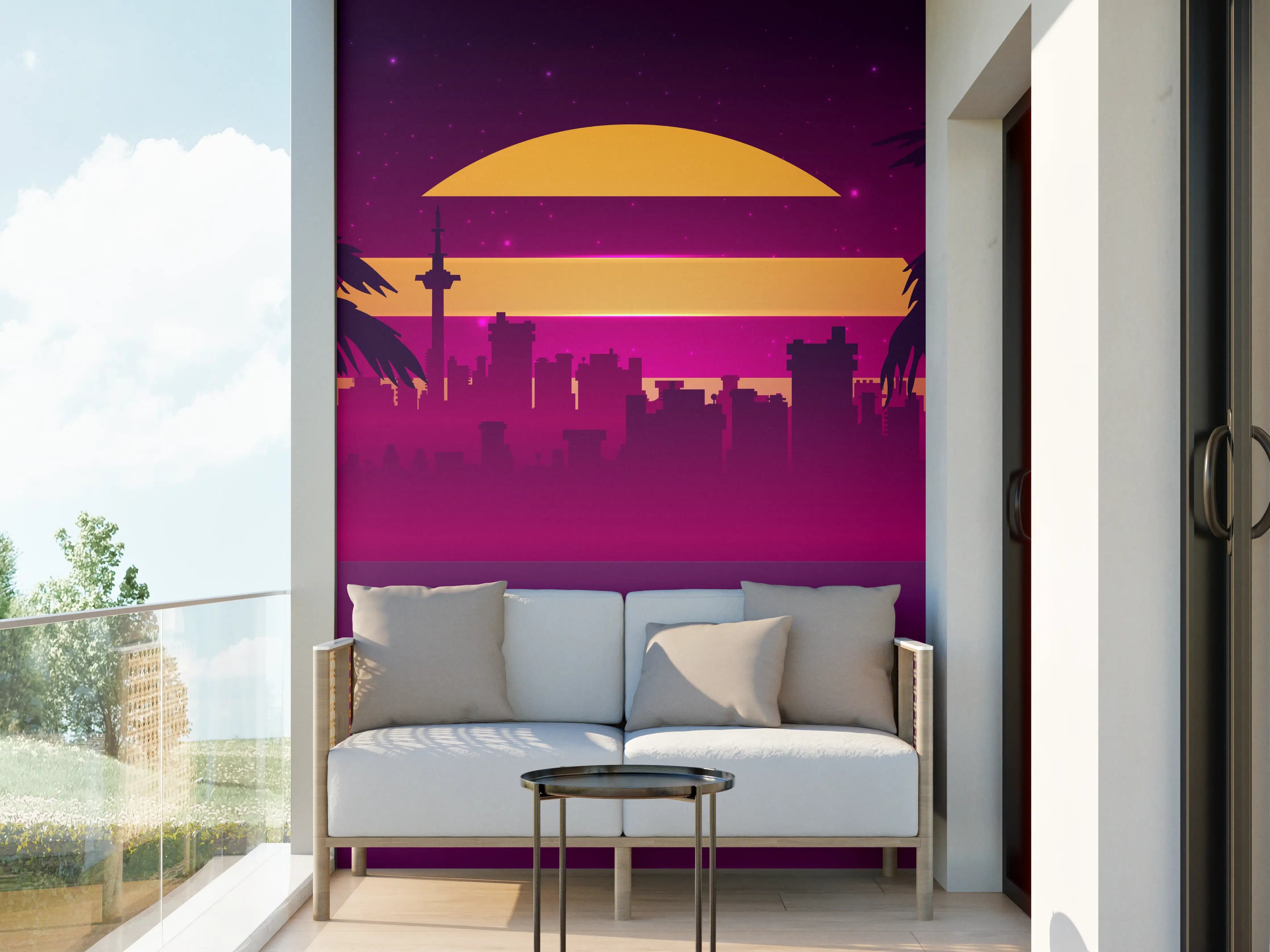 Wandverkleidung außen - Retro-Future Sonnenuntergang