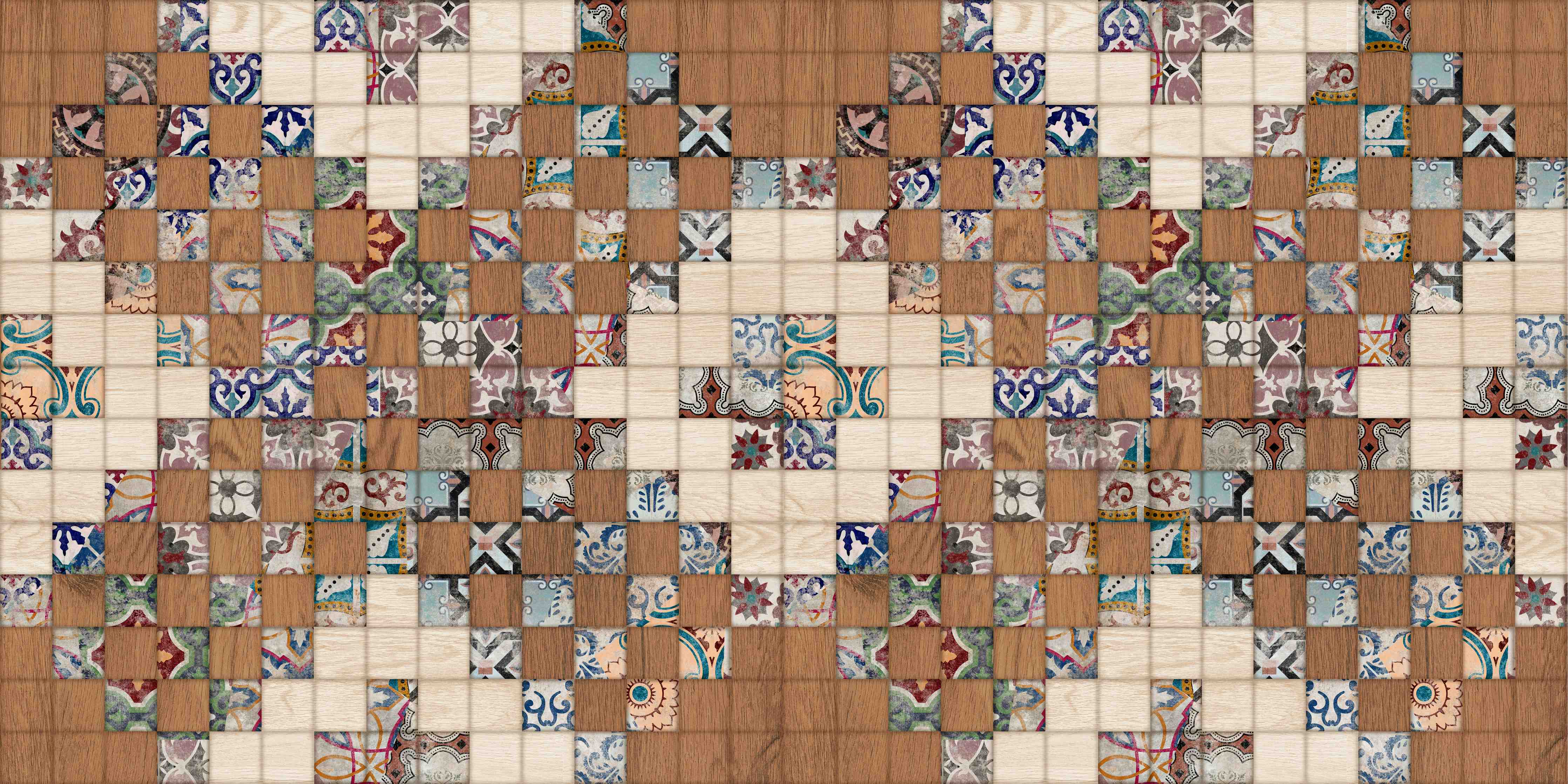 Wandverkleidung außen-Retro Mosaik Holztextur