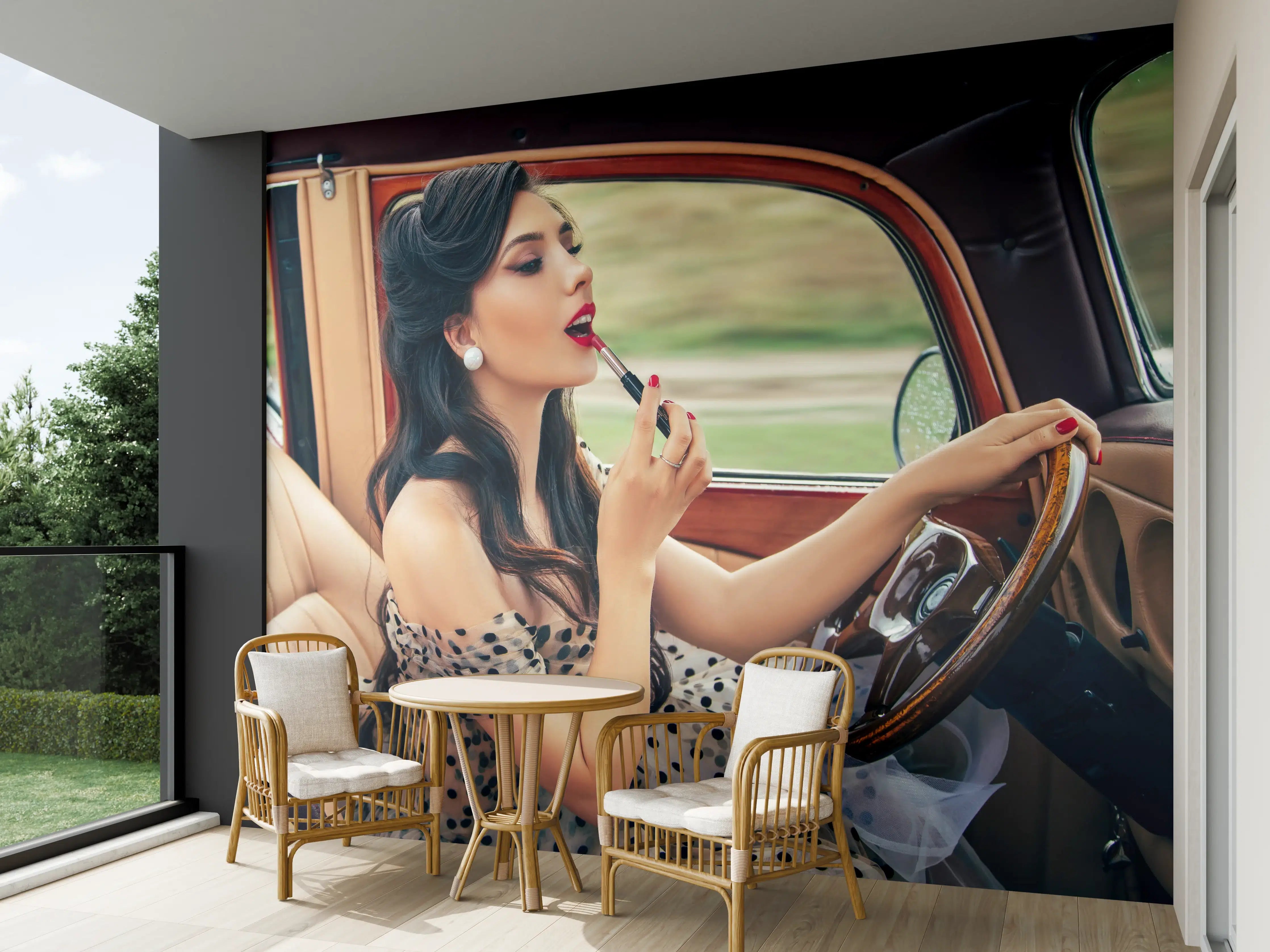 Wandverkleidung außen - Retro-Pin-Up Auto-Makeup