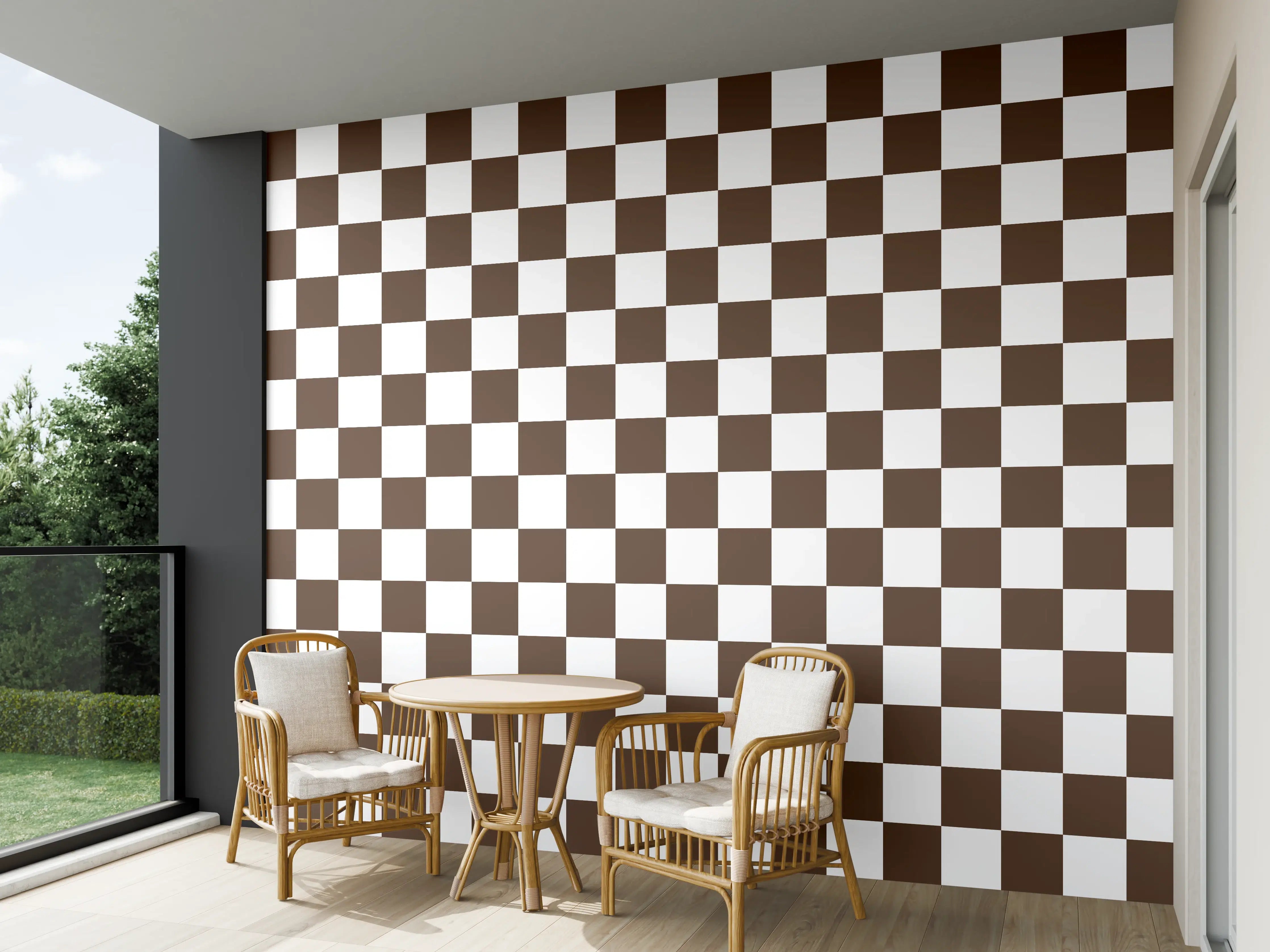 Wandverkleidung außen - Retro-Scacco-Caffè-Muster
