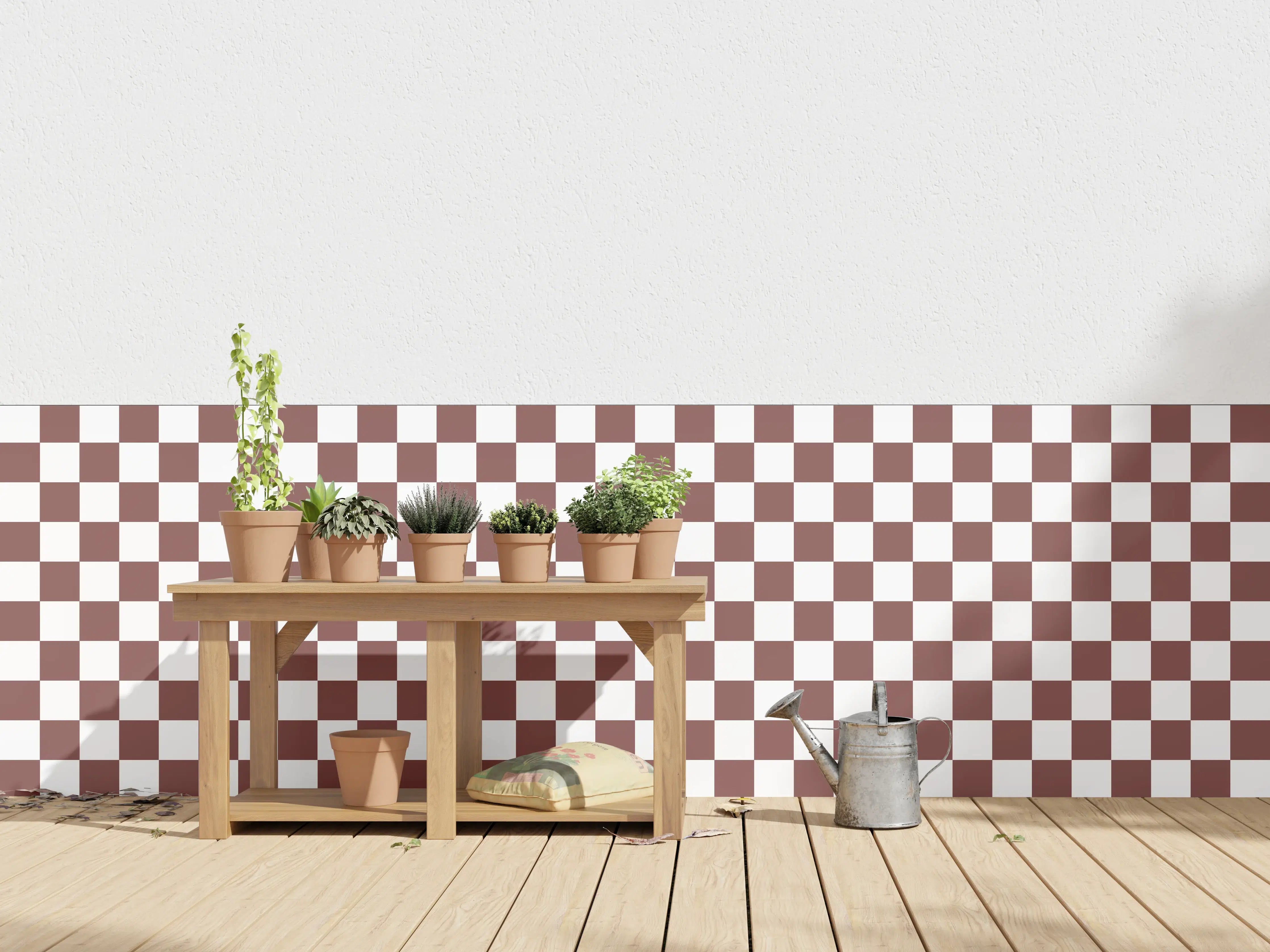 Wandverkleidung außen - Retro-Shachmatte im Badezimmer