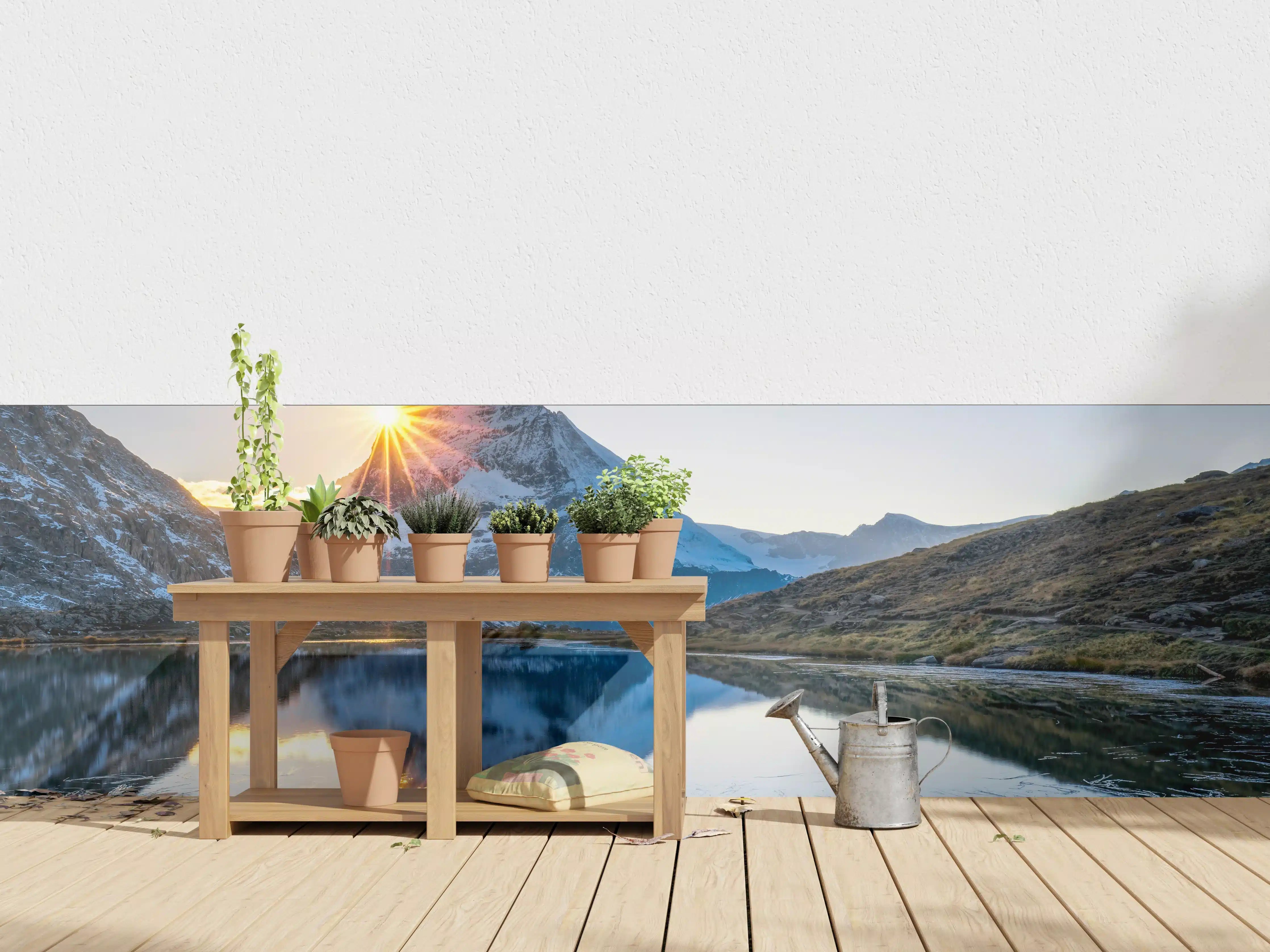 Wandverkleidung außen - Riffelsee und Matterhorn in den Alpen