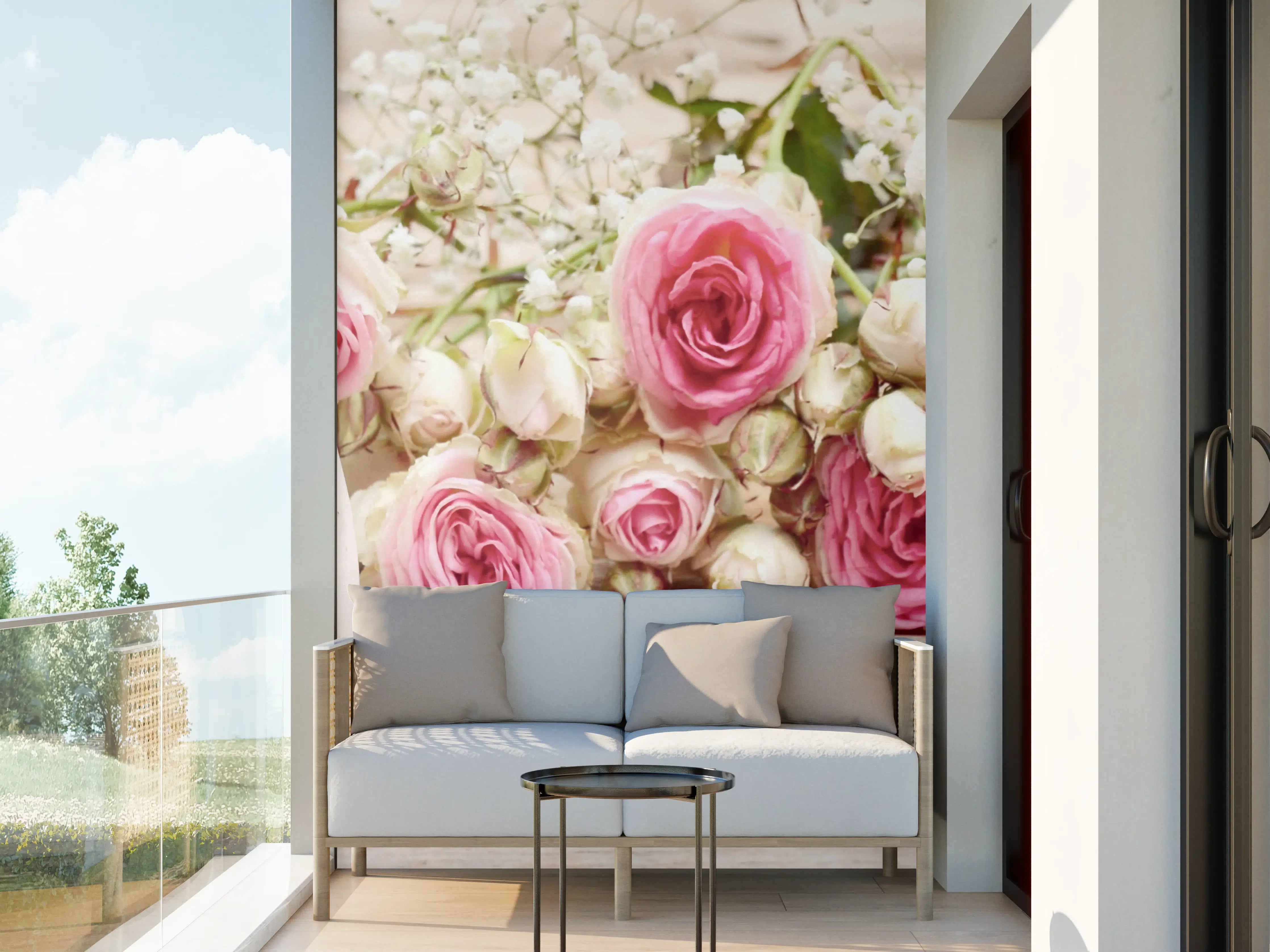 Wandverkleidung außen - Romantische Rosen und Herzdekoration