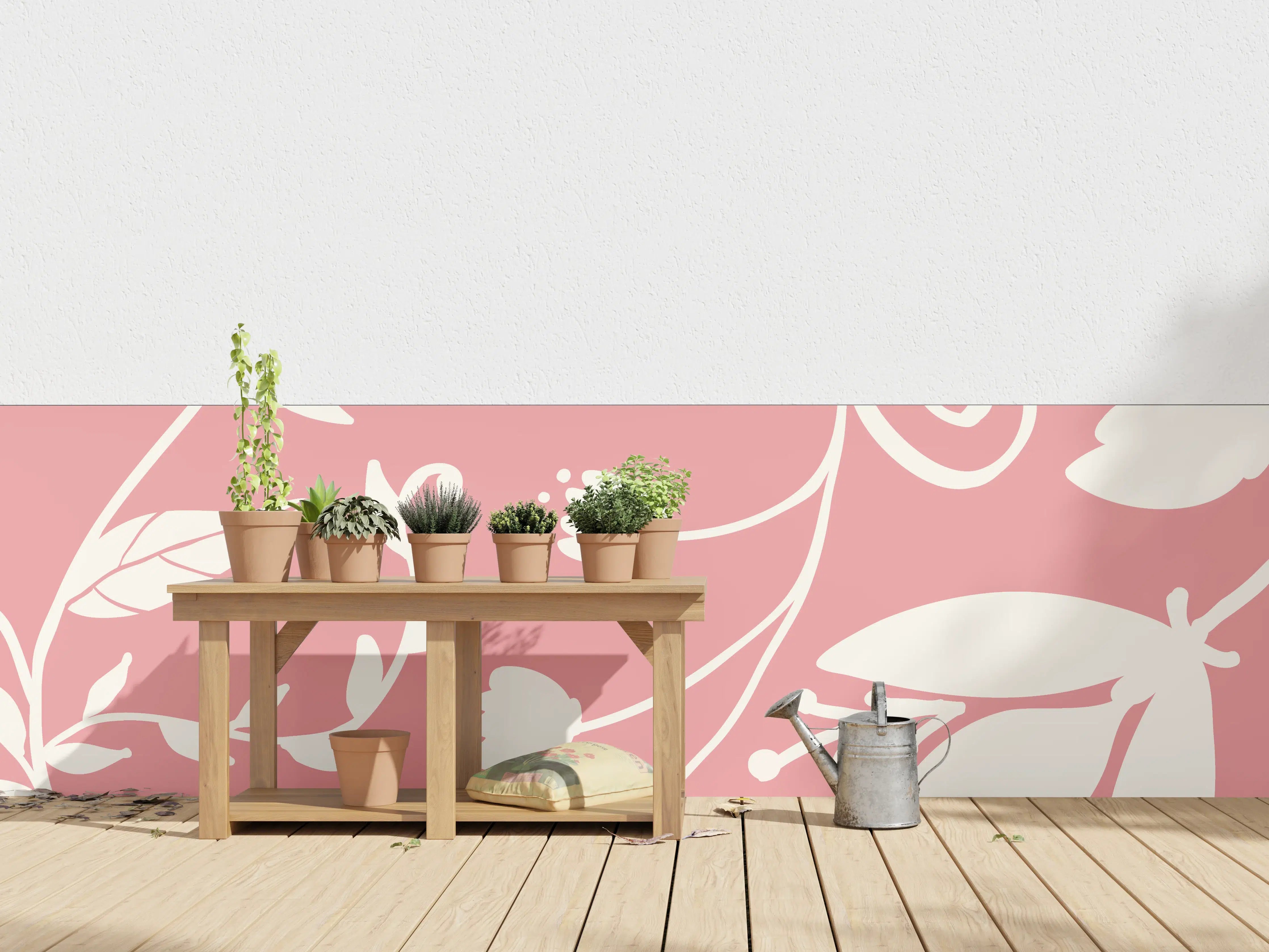 Wandverkleidung außen - Rosa Blütenmuster Wanddesign