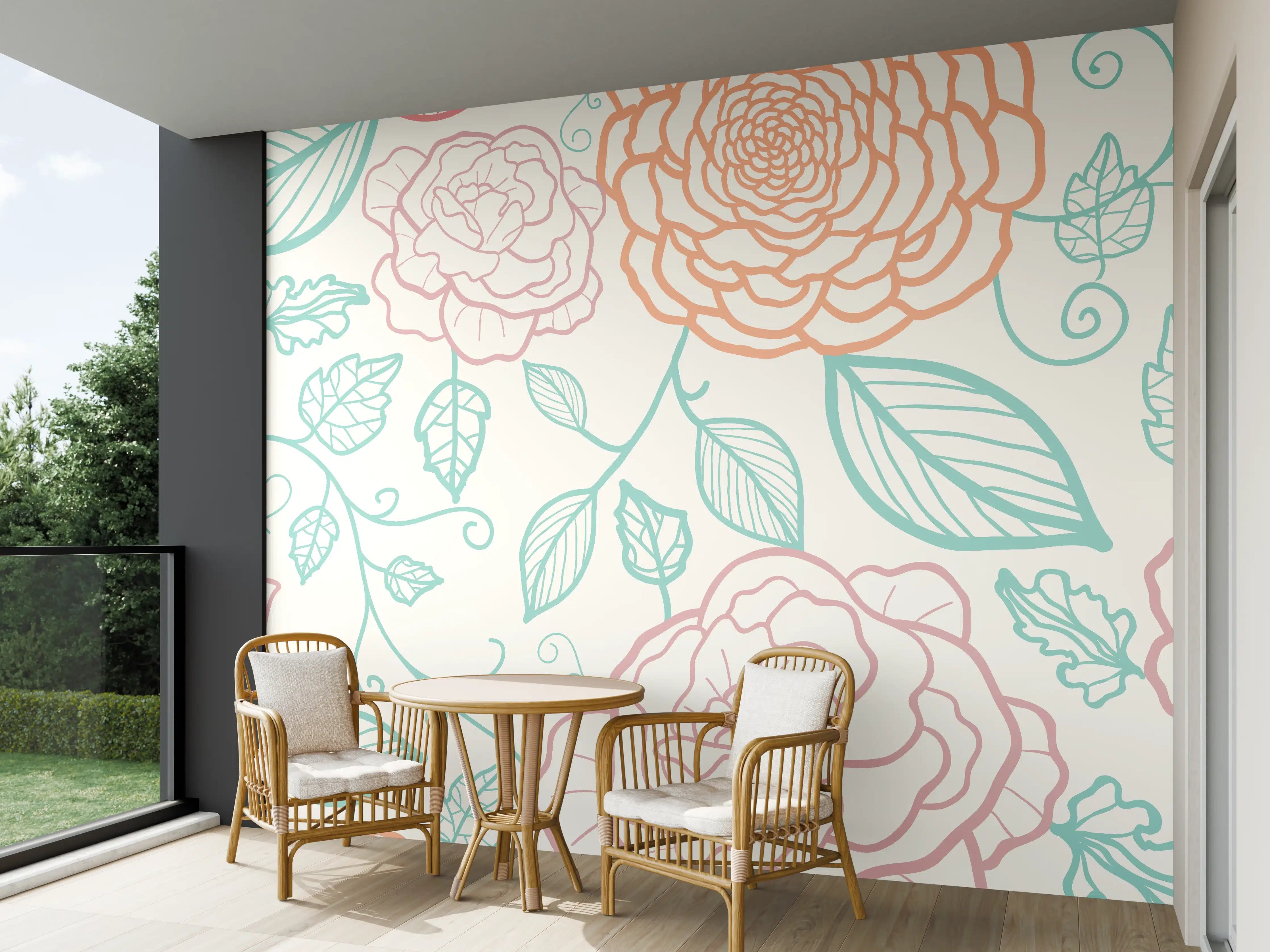 Wandverkleidung außen - Rosa Blumenmuster Illustration