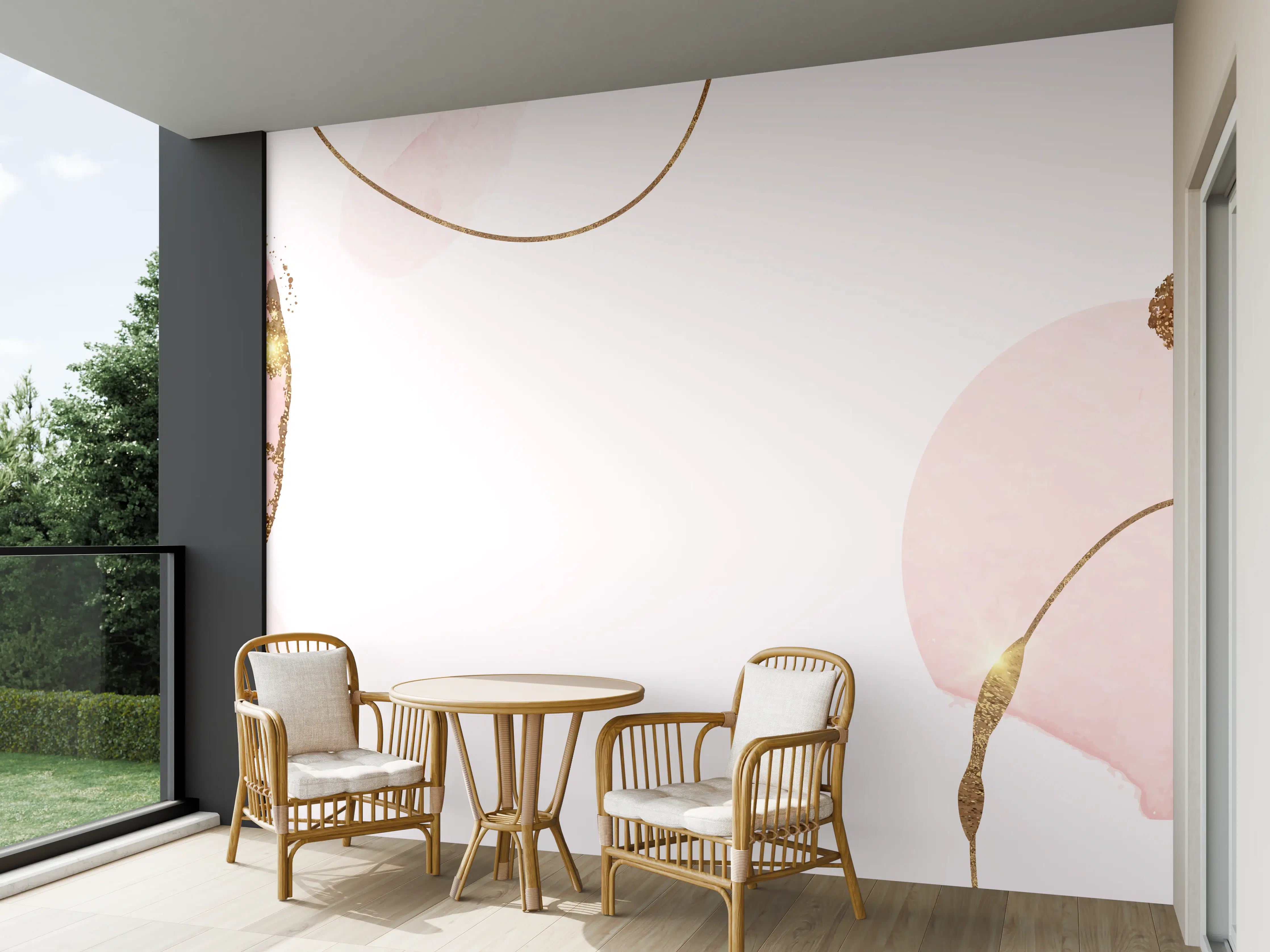 Wandverkleidung außen - Rosa Gold Akzent Aquarell