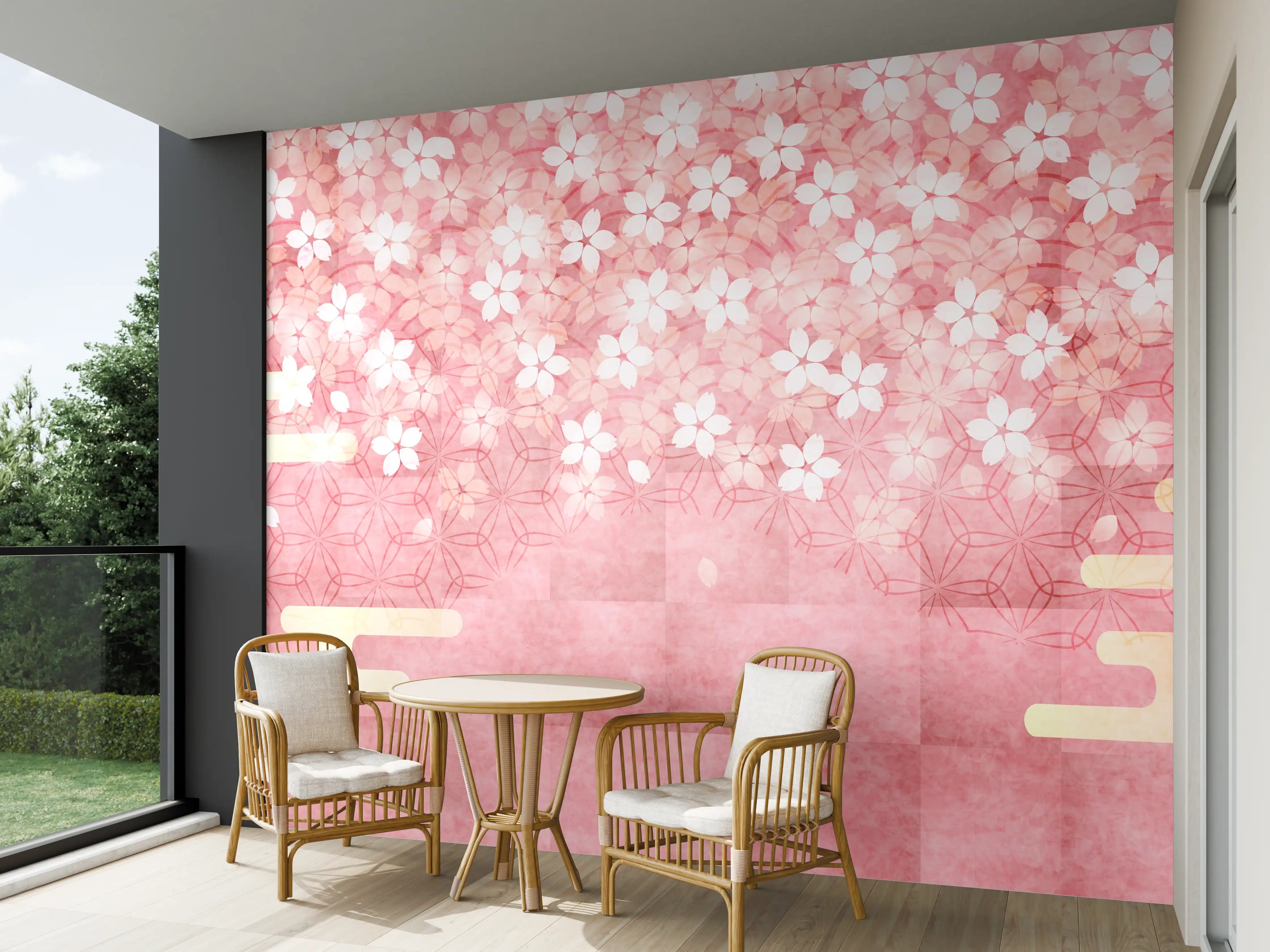 Wandverkleidung außen - Rosa Kirschblüten Muster