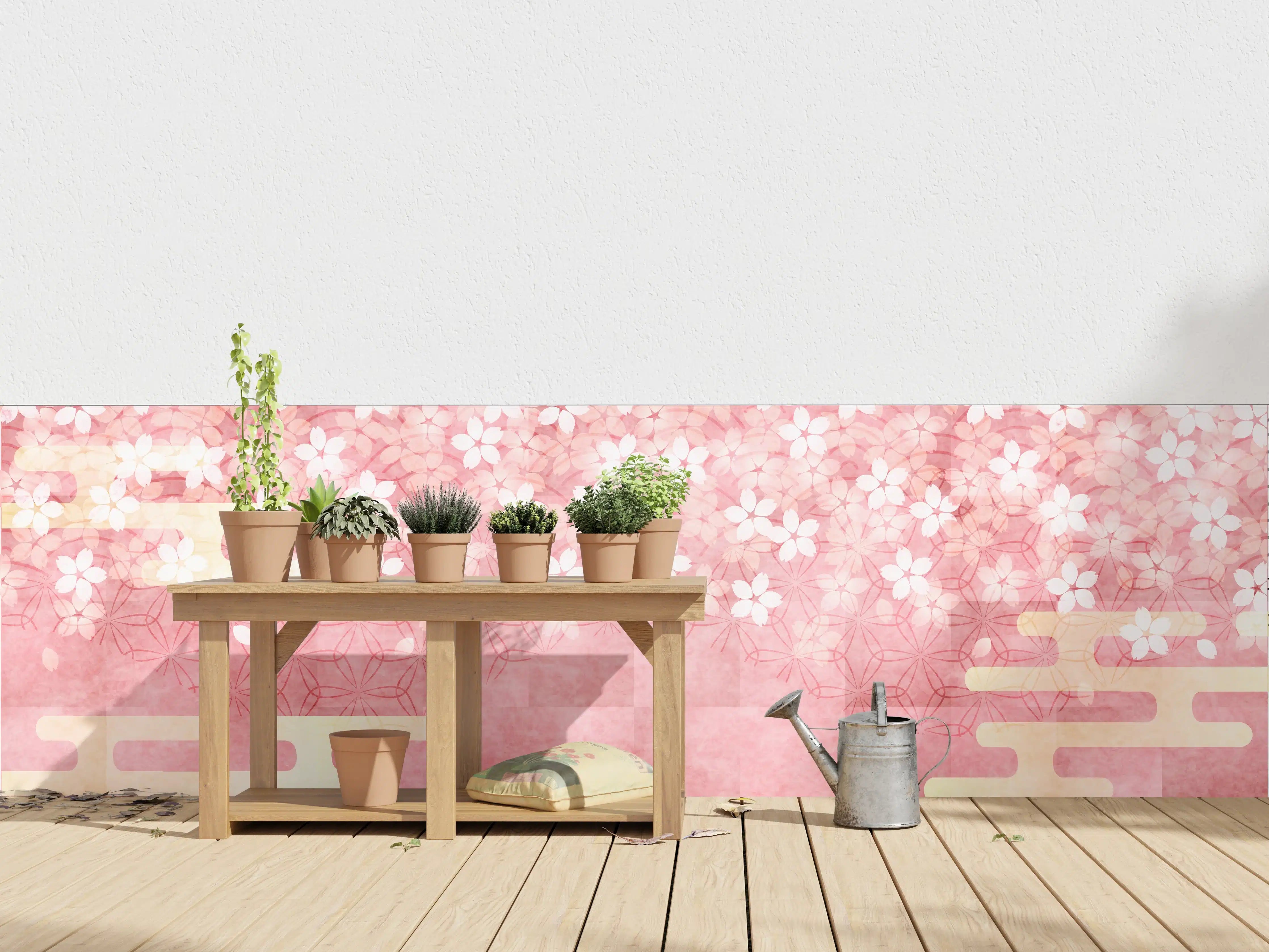 Wandverkleidung außen - Rosa Kirschblüten Muster