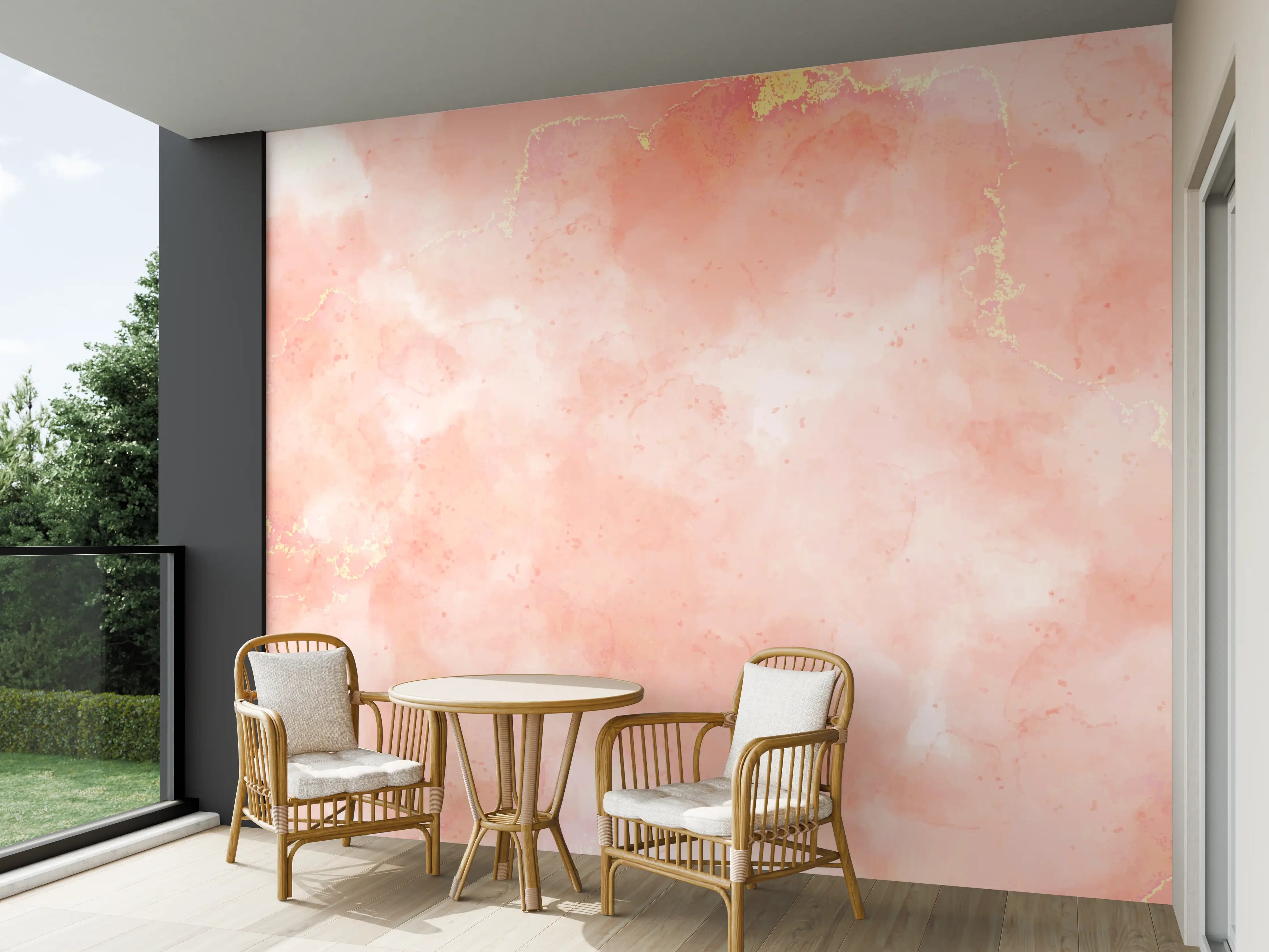 Wandverkleidung außen - Rosa Marmor Textur mit Goldakzenten