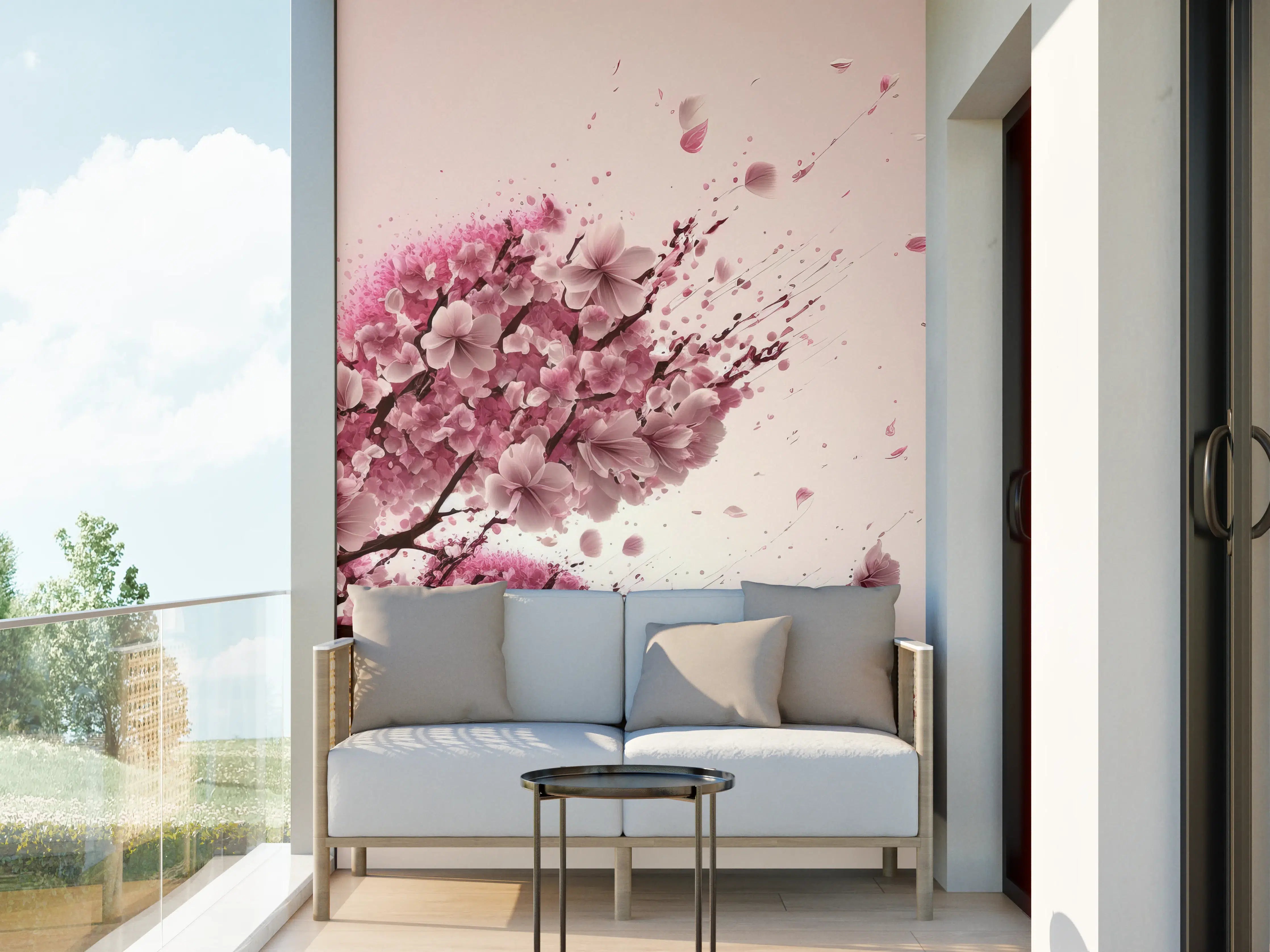 Wandverkleidung außen - Rosa Sakura Kirschblütenzweig