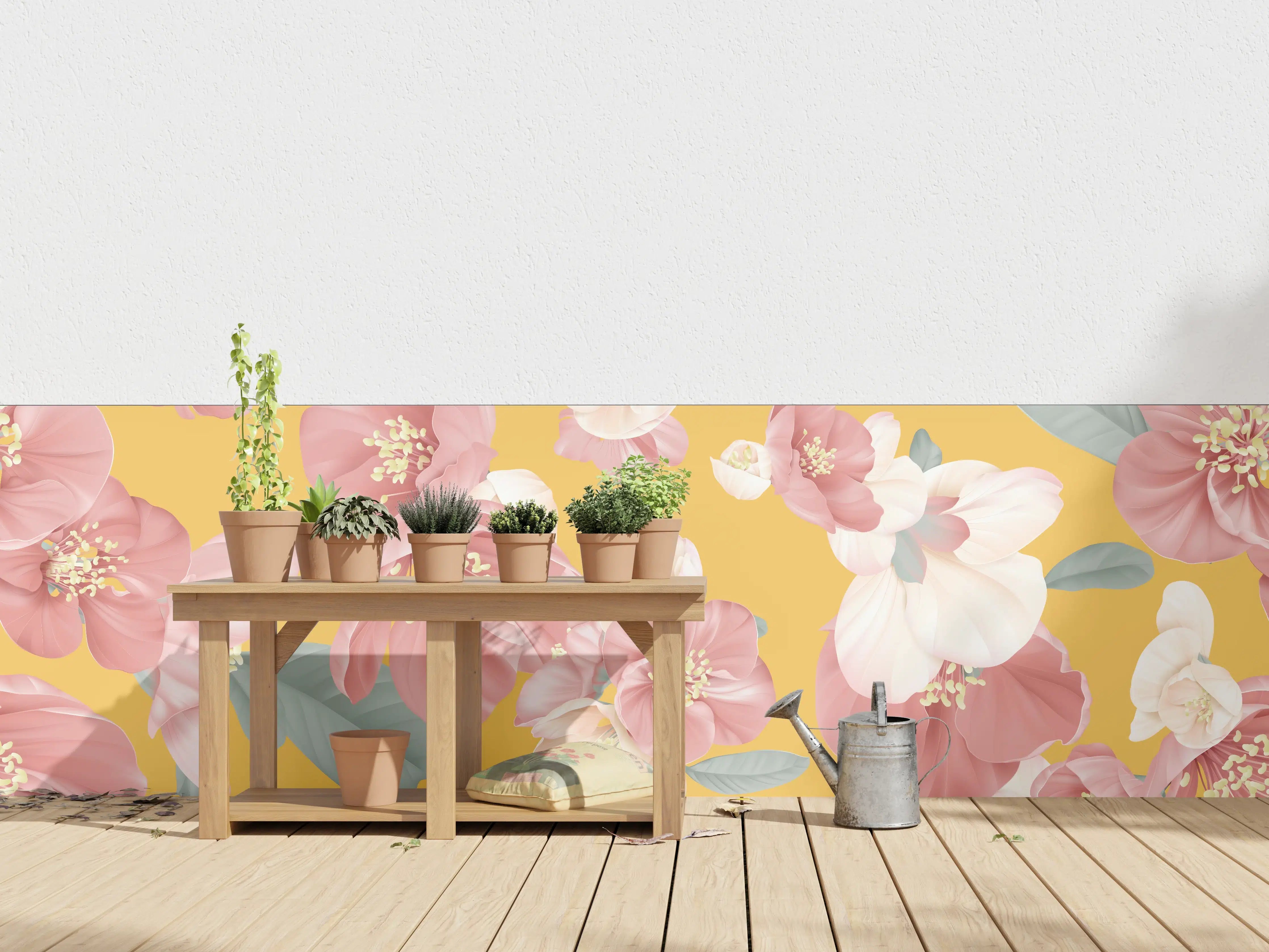 Wandverkleidung außen - Rosa-weiße Blüten