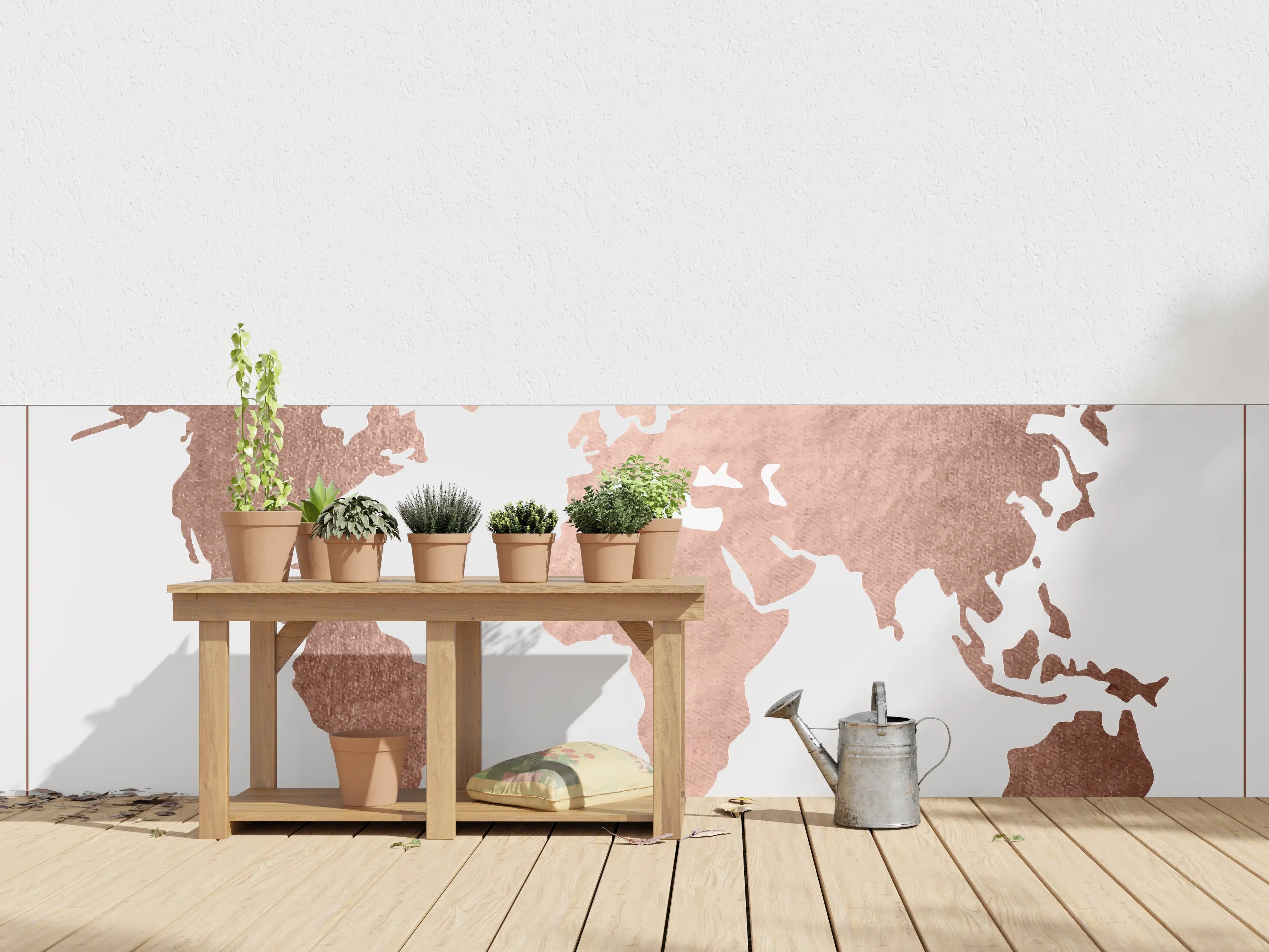 Wandverkleidung außen - Roségold-Farbene Weltkarte EPS