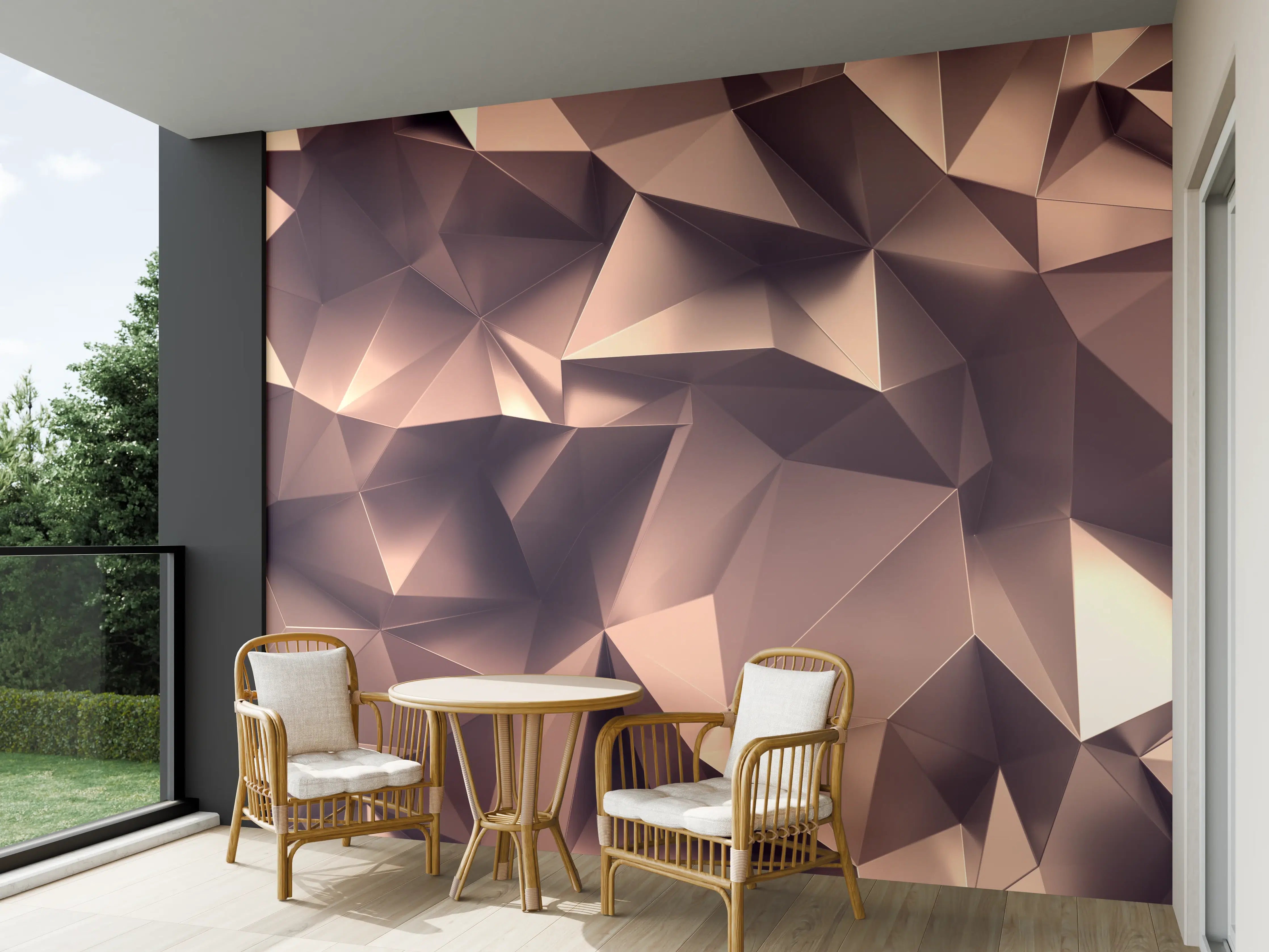 Wandverkleidung außen - Roségold Kristall-Polygon-Hintergrund