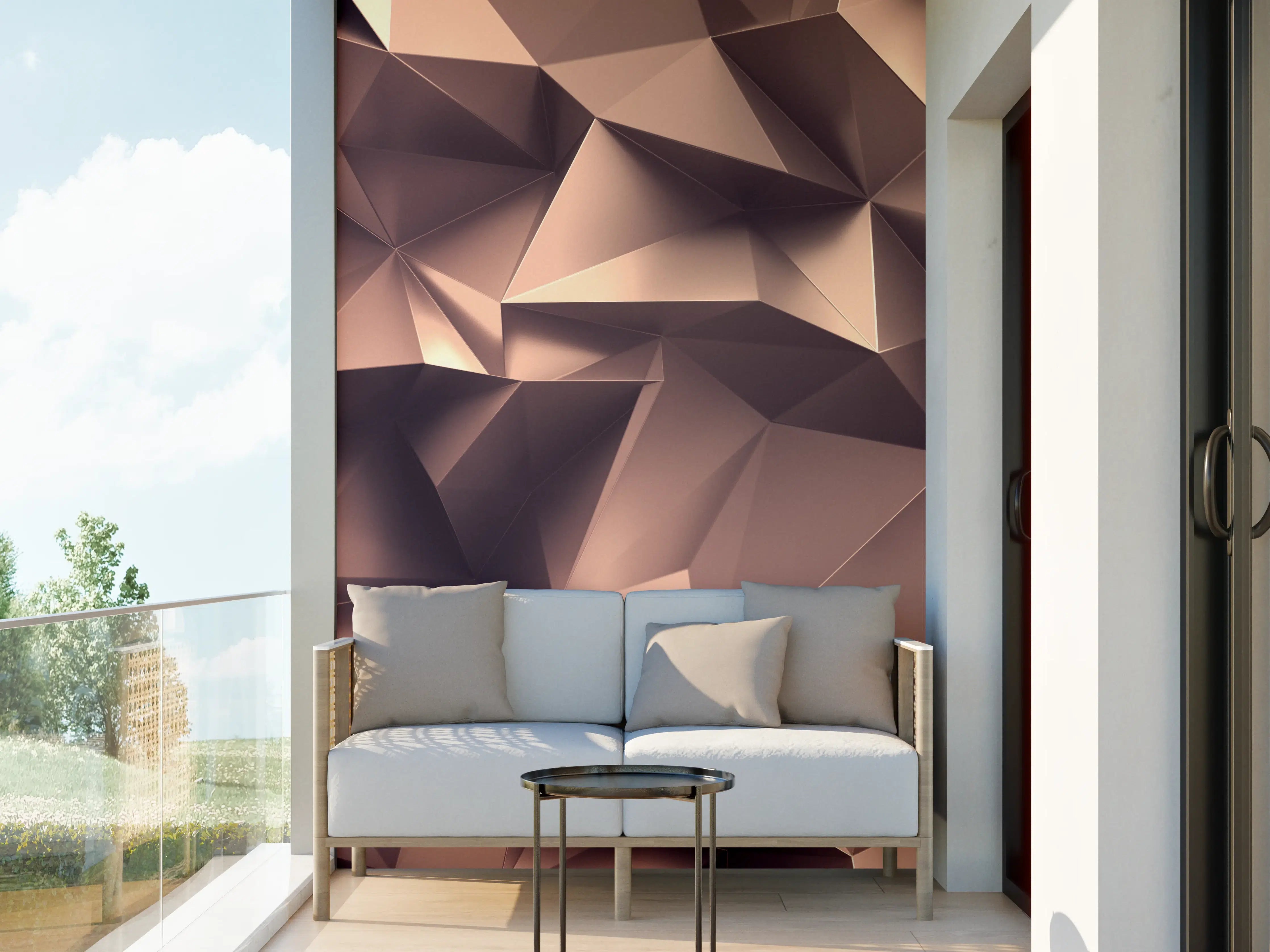 Wandverkleidung außen - Roségold Kristall-Polygon-Hintergrund